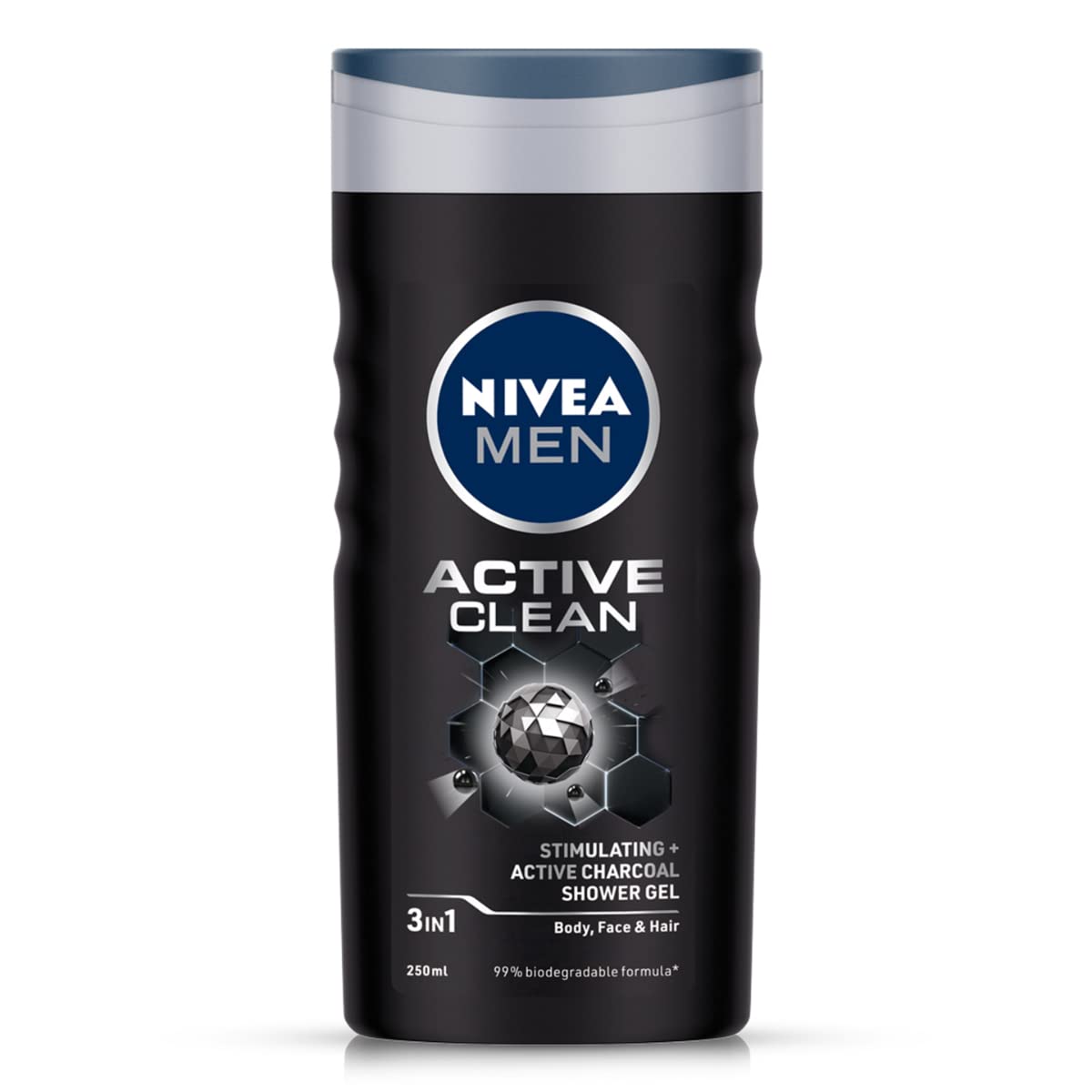 250 ml NIVEA Men Active Clean charcoal shower gel bottle