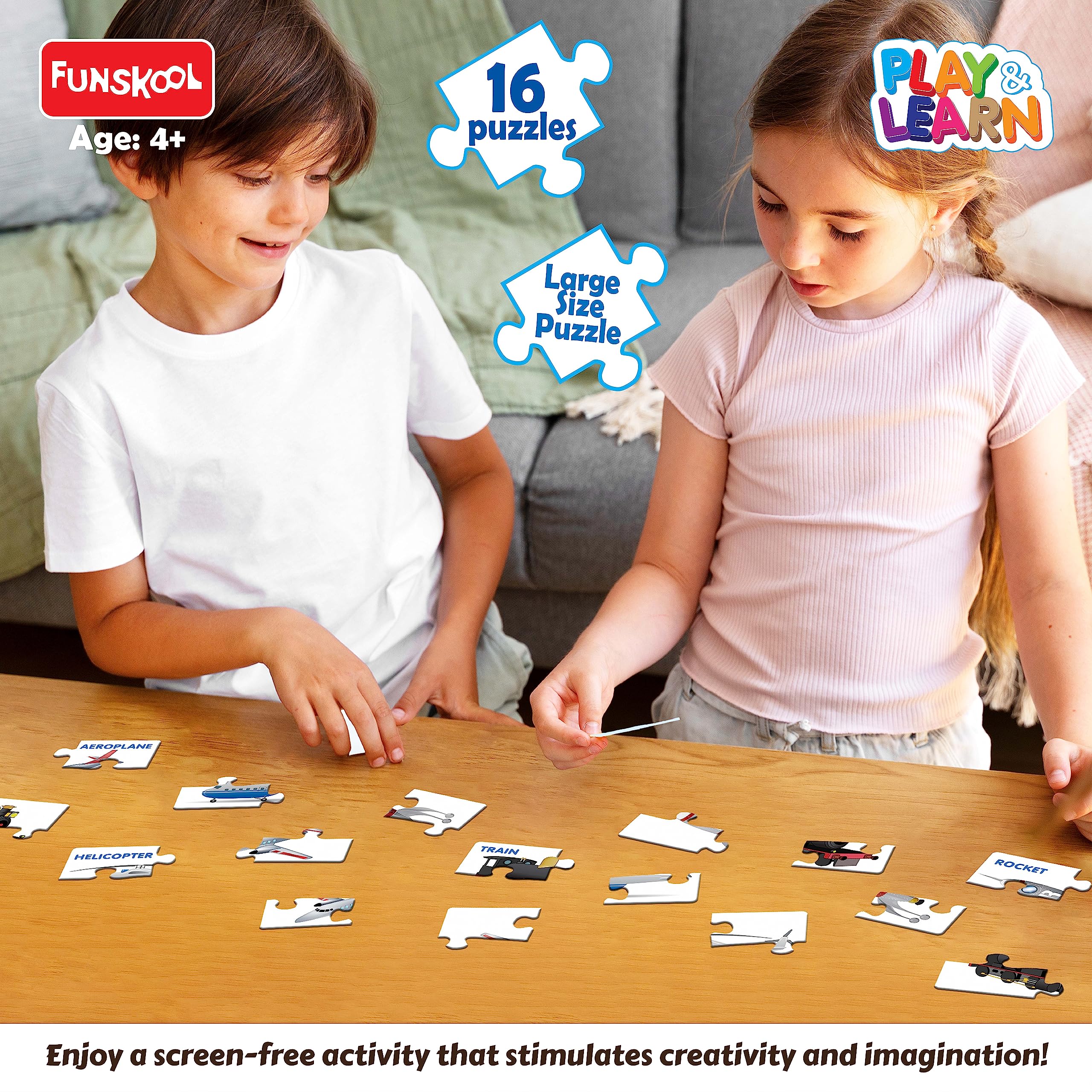 Funskool - Play & Learn-Vehicles,Educational,16 Pieces,Puzzle,for 3 Year Old Kids and Above,Toy – view 2