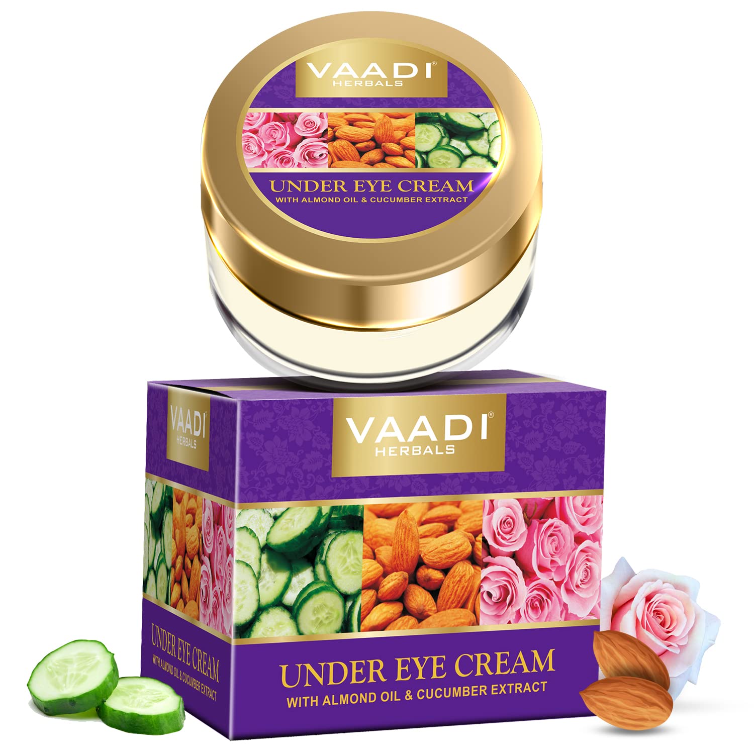 Vaadi Herbals Under Eye Cream, Almond Oil and Cucumber Extract, 30g – view 2