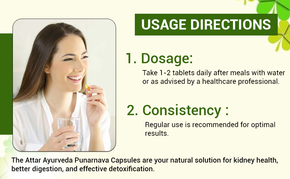 Attar Ayurveda Punarnava Capsules 350 mg - 60 capsules for Kidney Support | Support Digestion, Detoxify Body | Pure and Natural | Non-GMO