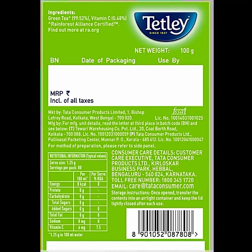 Tetley Immune with Added Vitamin C Green Tea ((100 g)) – view 2