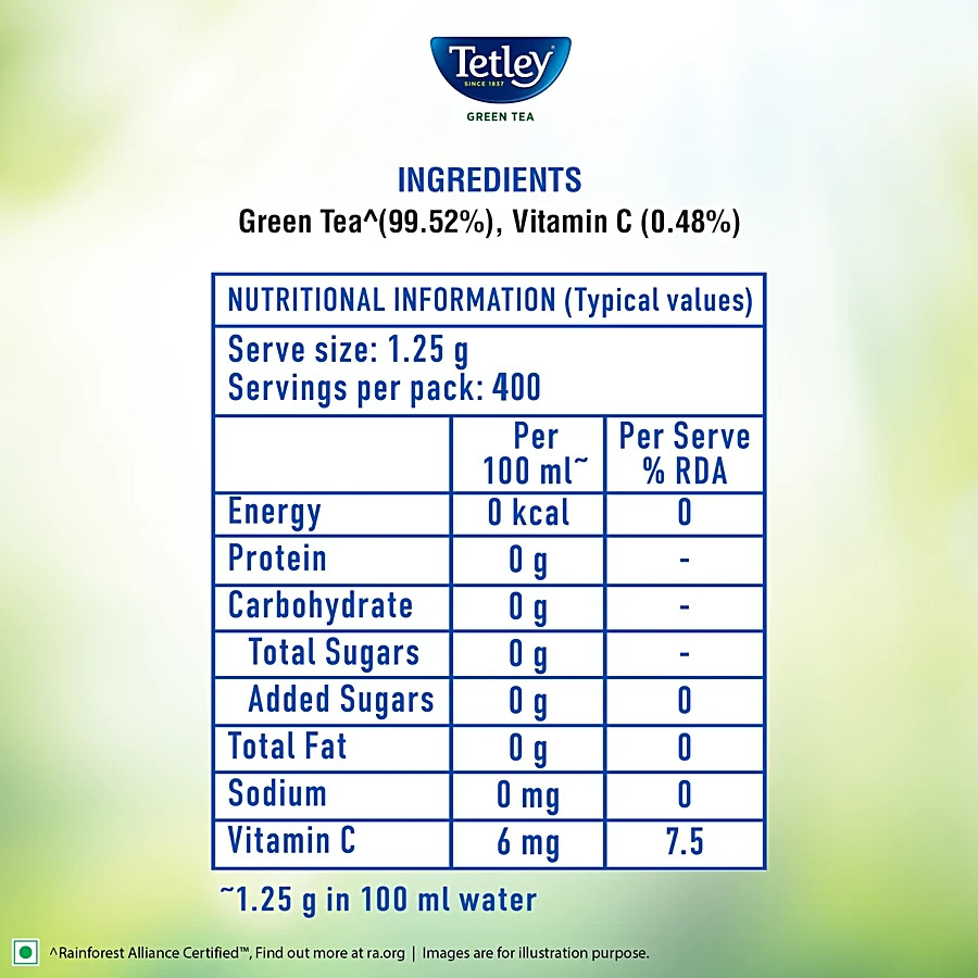 Tetley Classic Green Tea - Immune With Added Vitamin C, 100 g – view 1