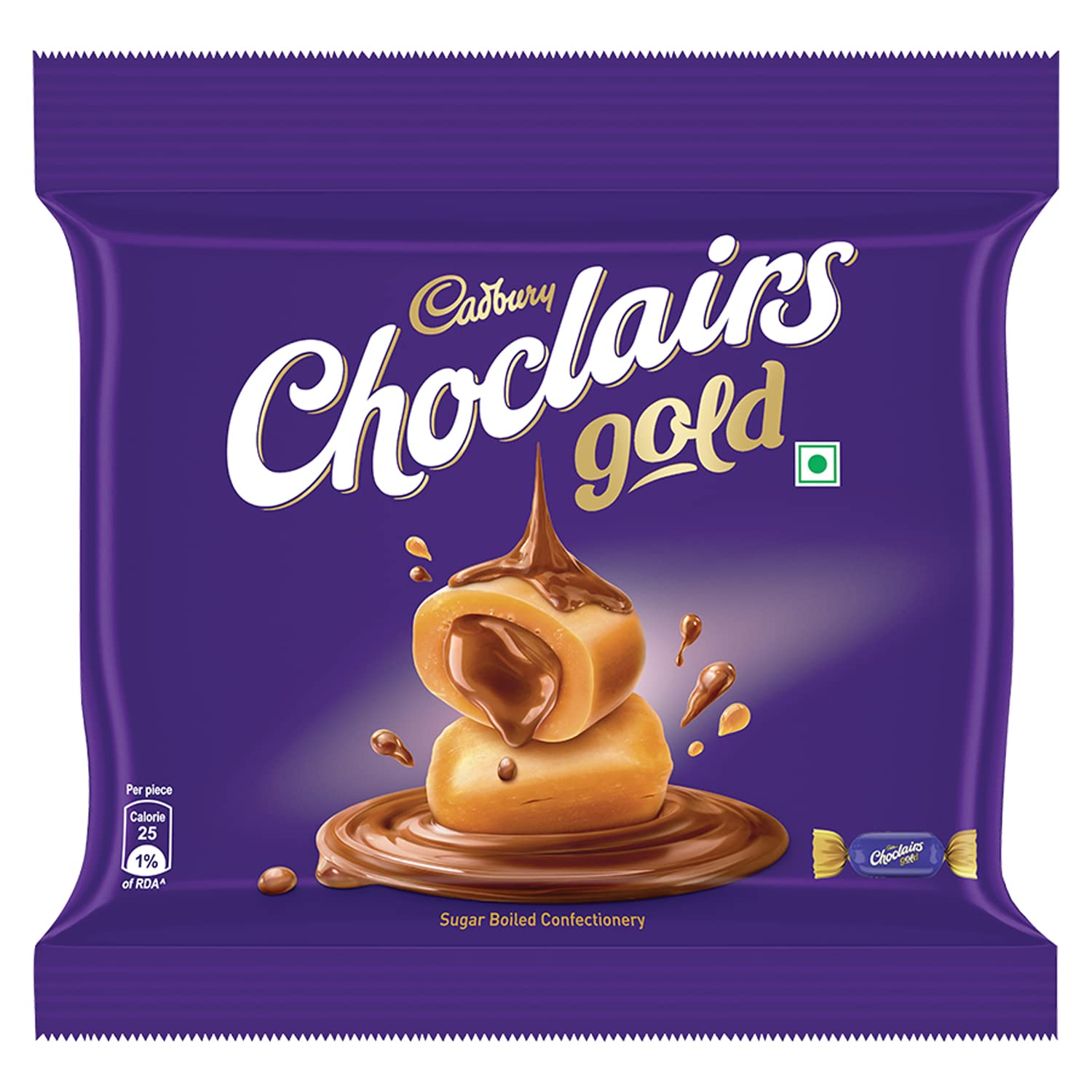 Cadbury Choclairs Chocolate Gold Candy, 140G (25 Pieces - 5.5 Gram Each)