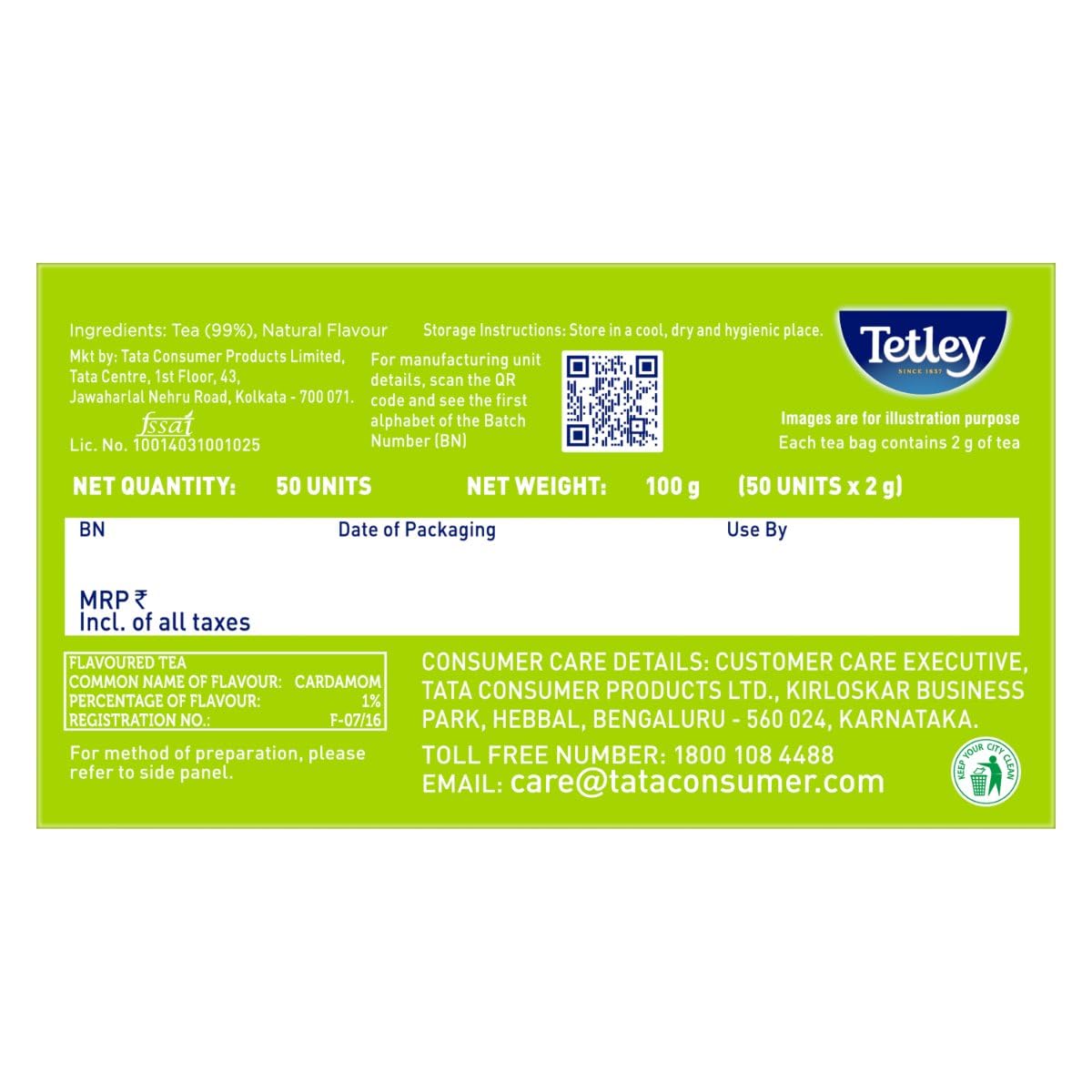 Tetley Elaichi Flavoured Chai Black Tea, 50 Tea Bags – view 2