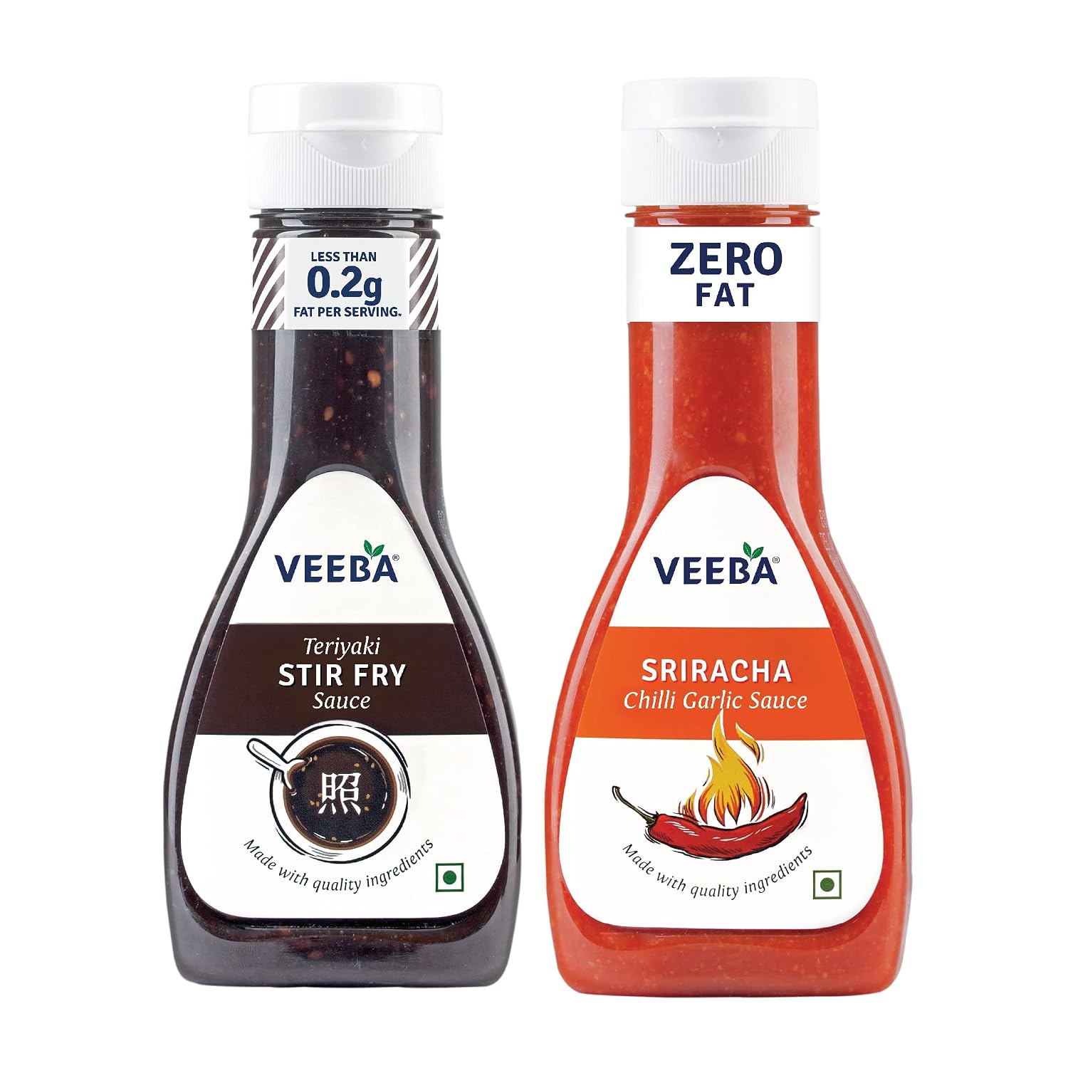 Veeba Teriyaki stir-Fry Sauce, 350g and Sriracha Chilli Garlic Sauce, 320g - Pack of 2