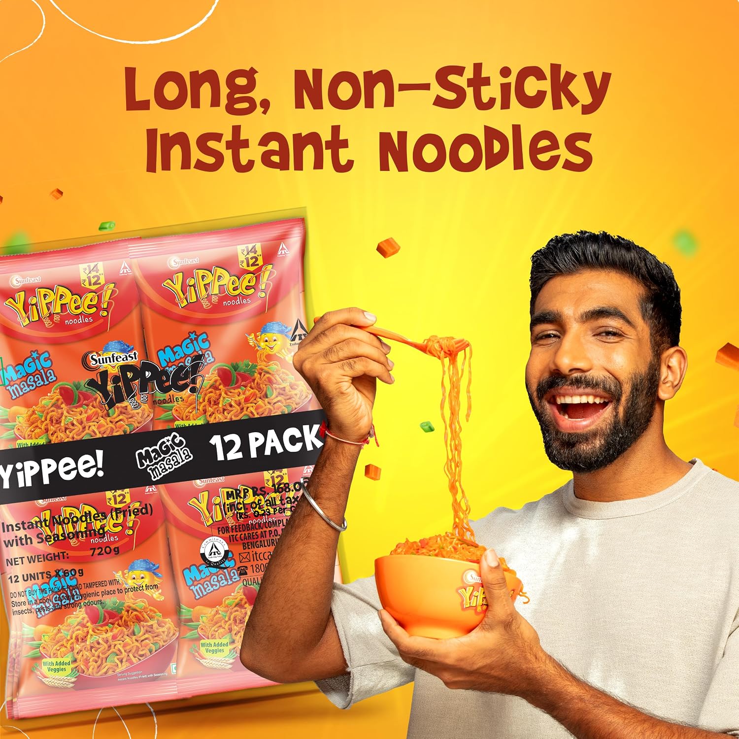Sunfeast Yippee! Magic Masala Instant Noodles, Pack of 12, 720 g – view 3