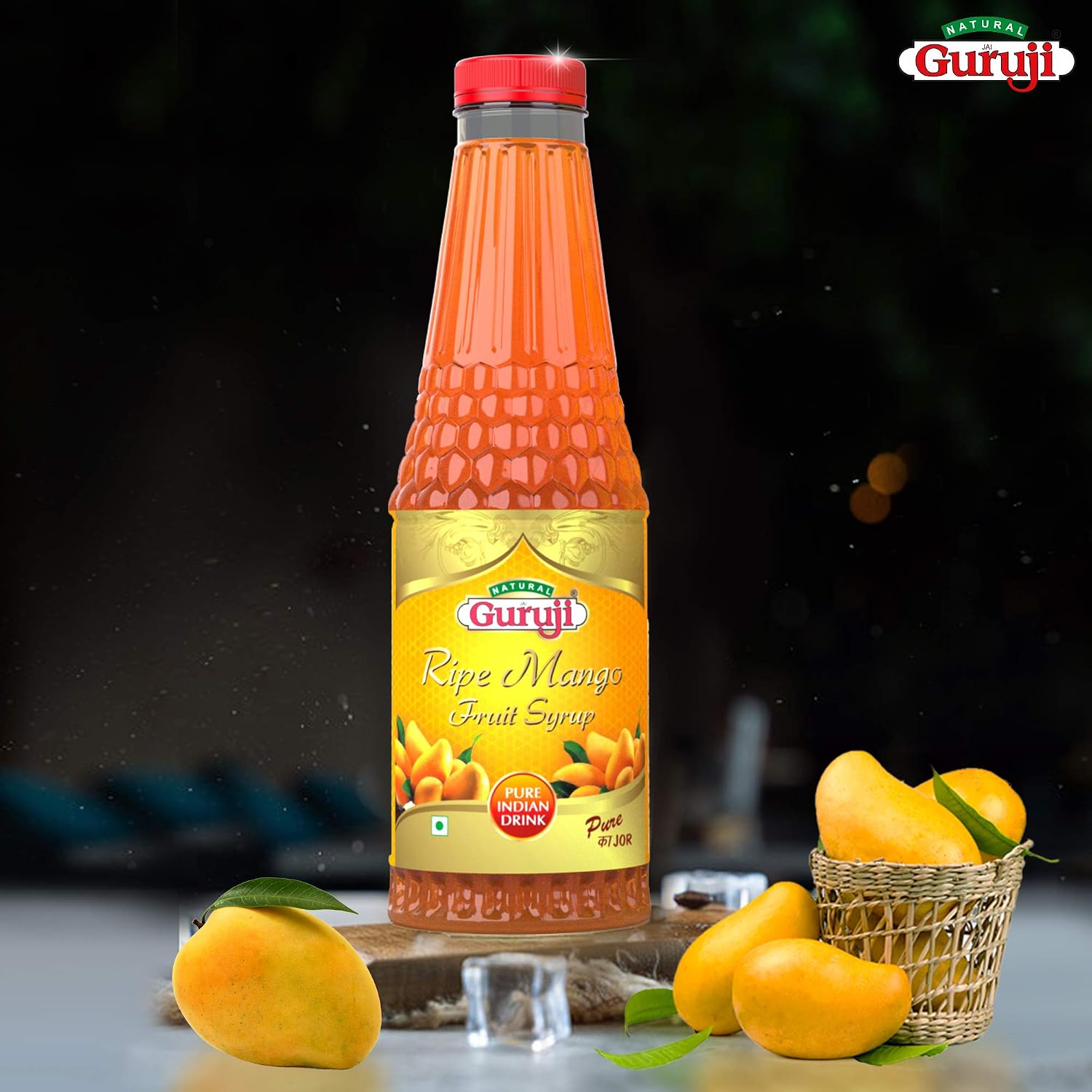 Jai Guruji Ripe Mango Fruit Syrup Sharbat - 750 ml – view 4
