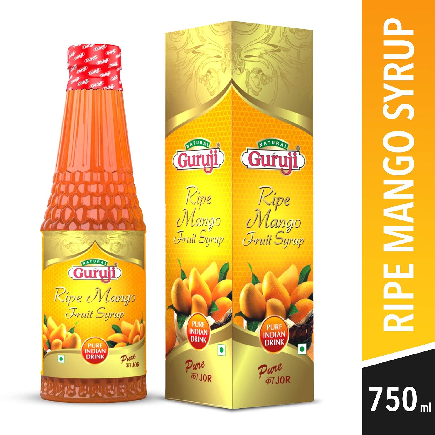 Jai Guruji Ripe Mango Fruit Syrup Sharbat - 750 ml – view 3