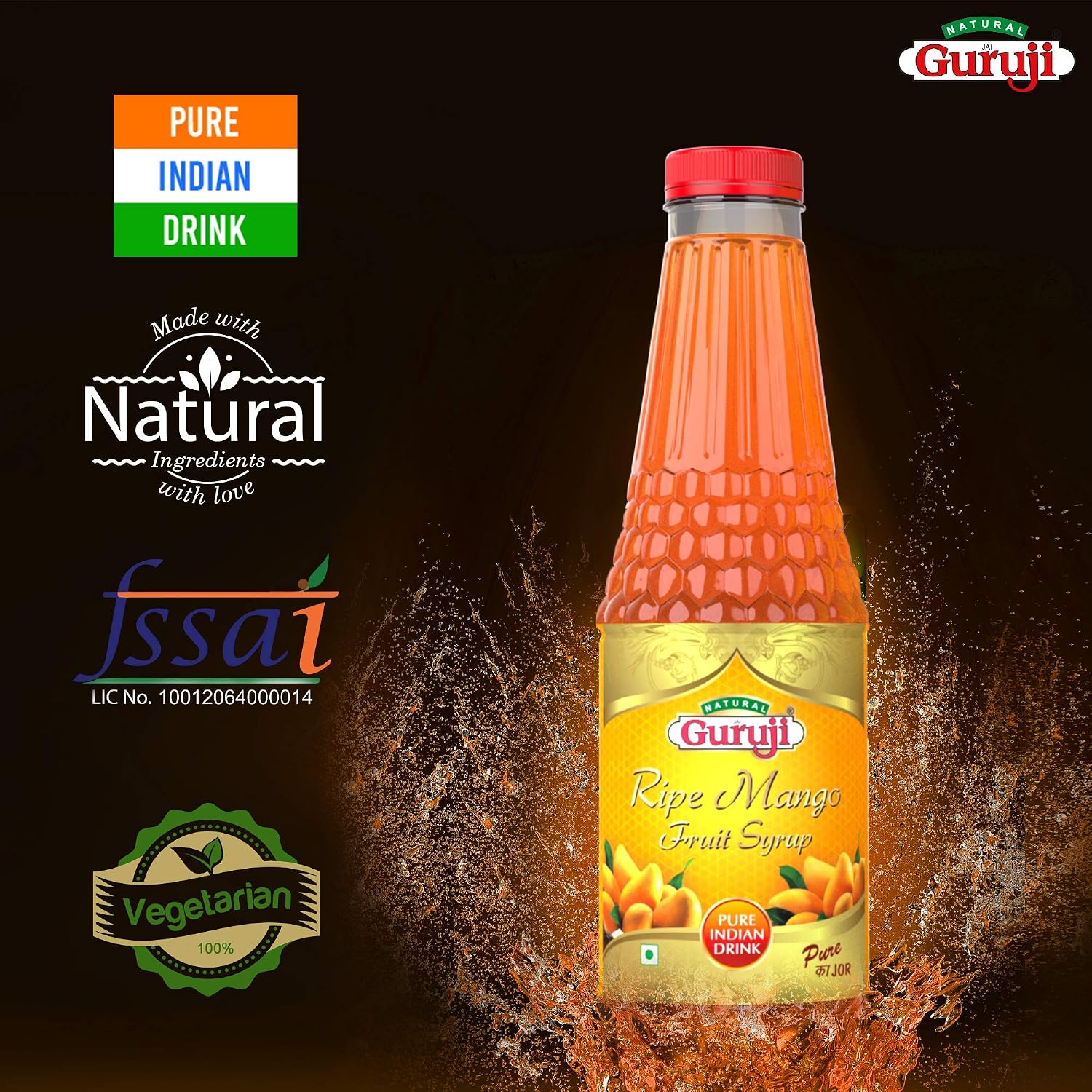 Jai Guruji Ripe Mango Fruit Syrup Sharbat - 750 ml – view 6