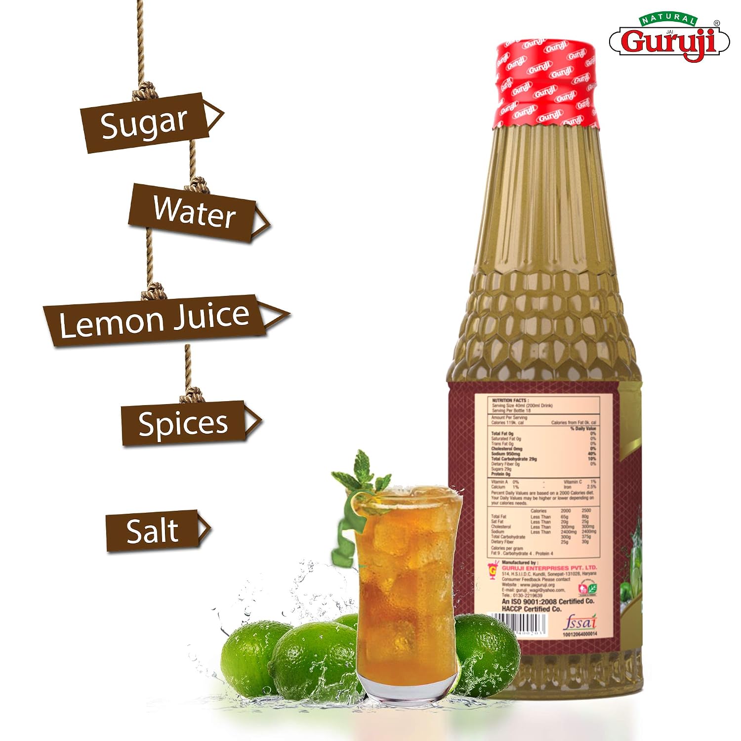 Jai Guruji Masala Shikanji Syrup Sharbat 750 ml – view 6