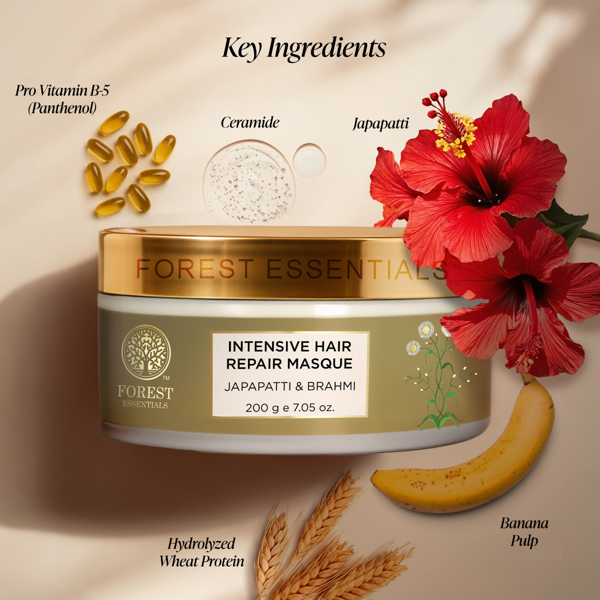 Forest Essentials Organic Cold Pressed Virgin Almond Oil 200ml, Delicate Facial Cleanser Kashmiri Saffron & Neem 200ml & Intensive Hair Repair Masque Japapatti & Brahmi 200g – view 14