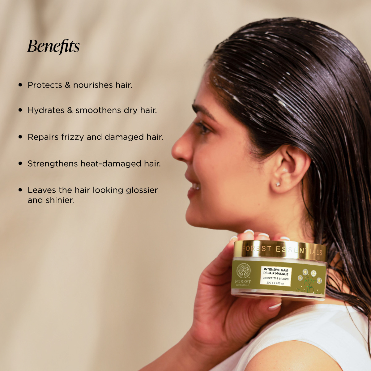 Forest Essentials Organic Cold Pressed Virgin Oil Almond 200ml & Mashobra Honey, Lemon and Rosewater Facial Cleanser, 130ml & Intensive Hair Repair Masque Japapatti & Brahmi 200g (Hair Mask) - Bazaar5.com – view 12