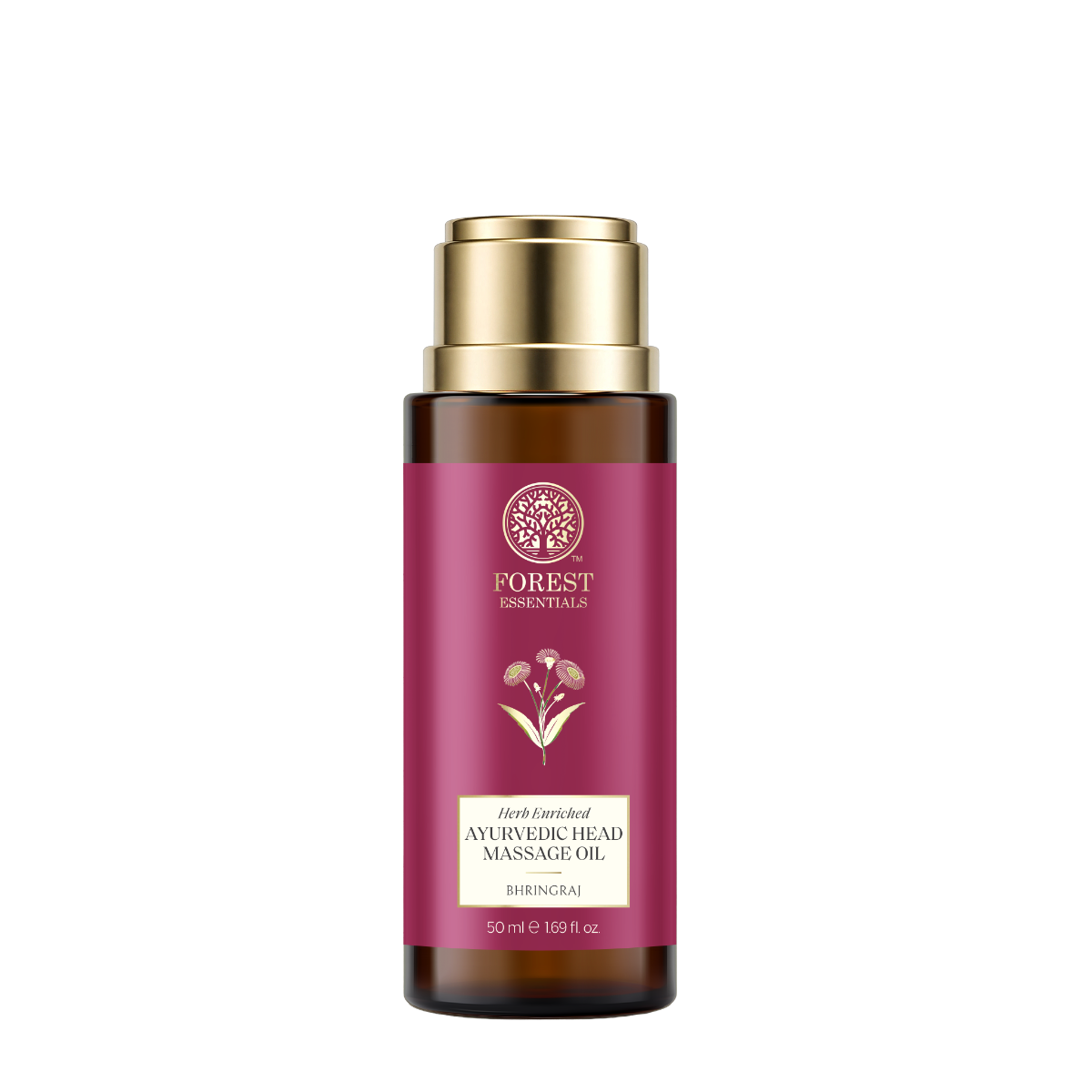 Travel-size Forest Essentials Bhringraj hair oil bottle for scalp massage