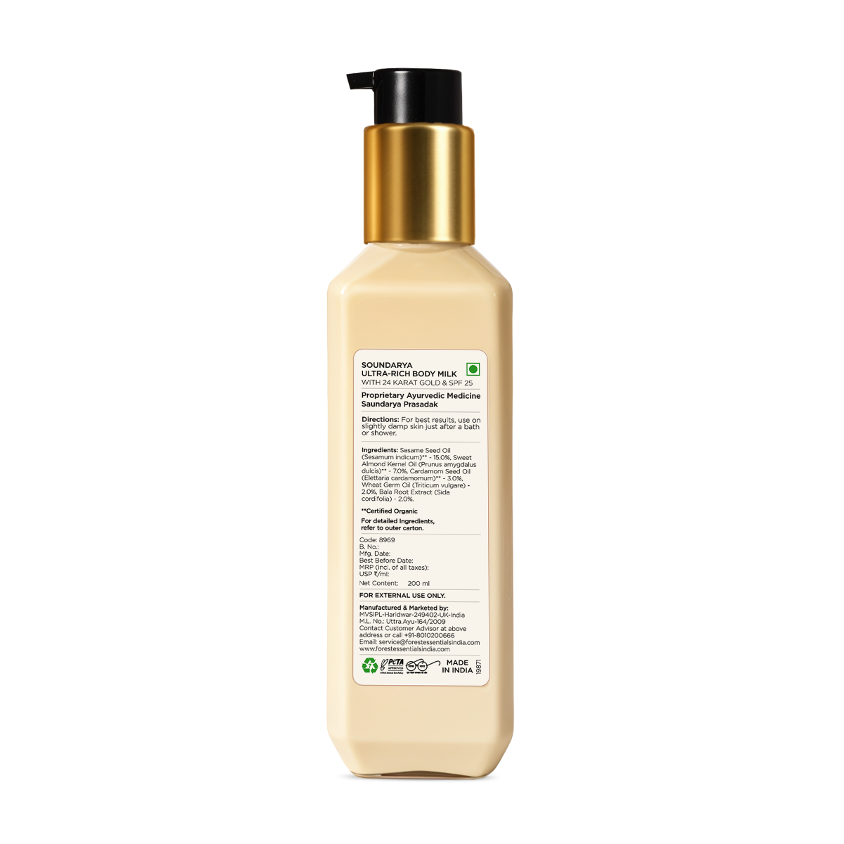 Forest Essentials Soundarya Ultra Rich Body Milk with 24K Gold & SPF 25, 130 ml – view 6