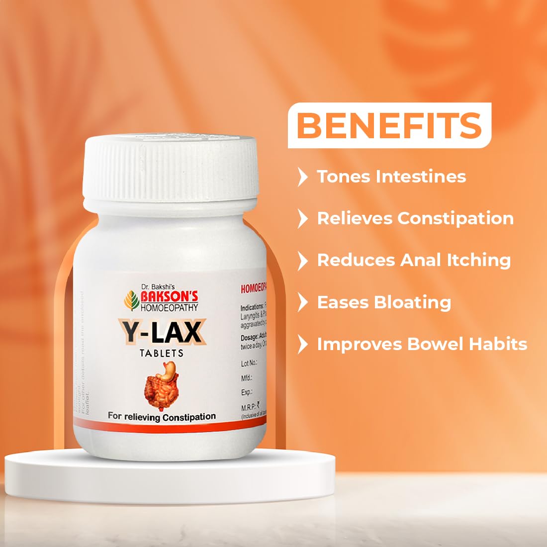 Dr. Bakshi's Bakson's Homoeopathy Y-Lax Tablets, 90 Tablets (2 Packs of 45) – view 2