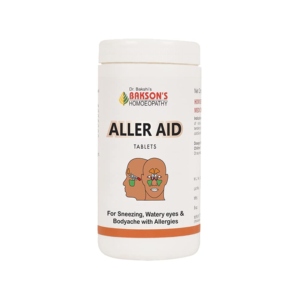 Dr. Bakshi's BAKSON'S HOMOEOPATHY ALLER AID TABLETS | For Sneezing, Watery Eyes & Bodyache With Allergies | 200 Tablets