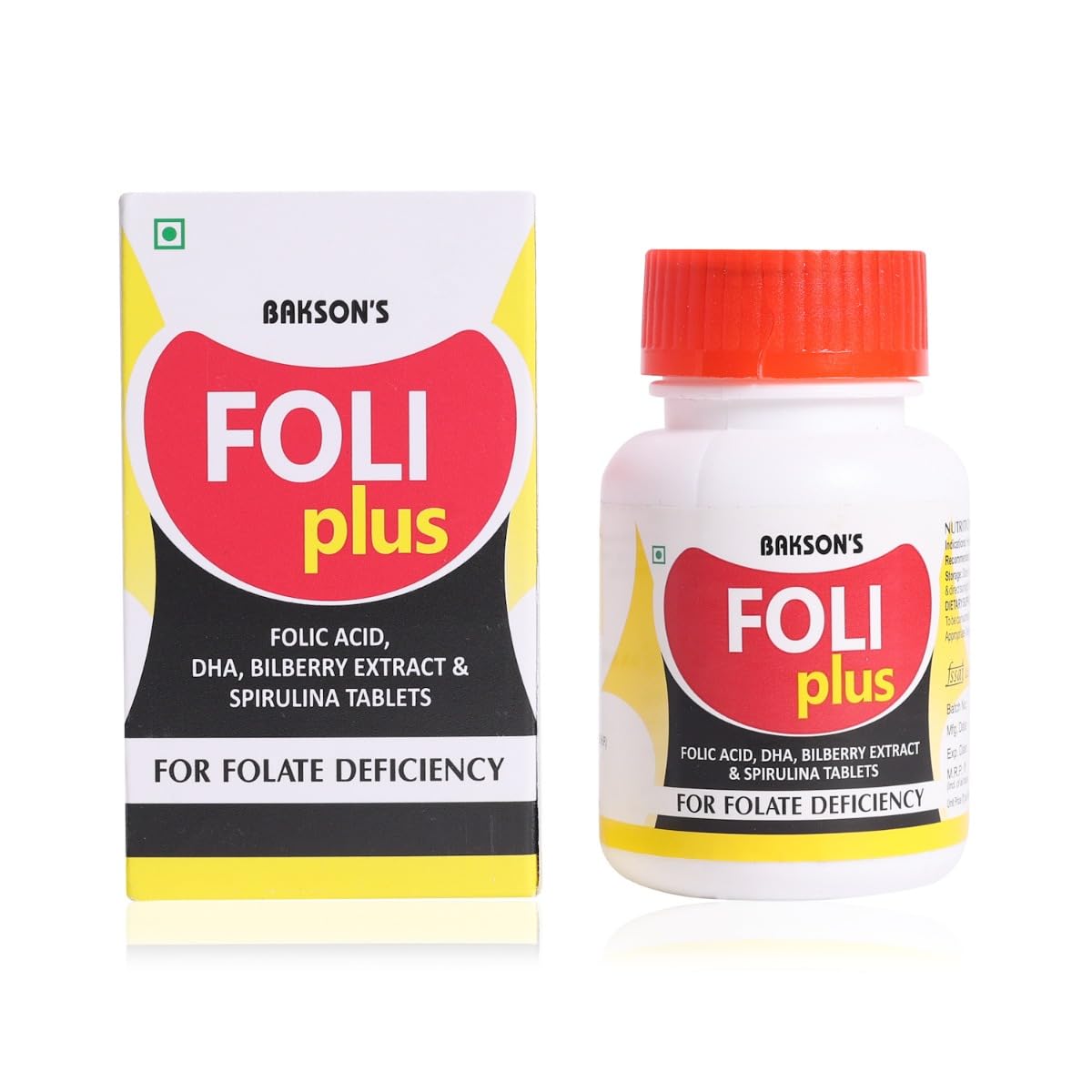 Bakson"s Foli Plus Tablets | Help In Maintaining Brain Health & Immune System | 30 Tablets (Pack of 2)