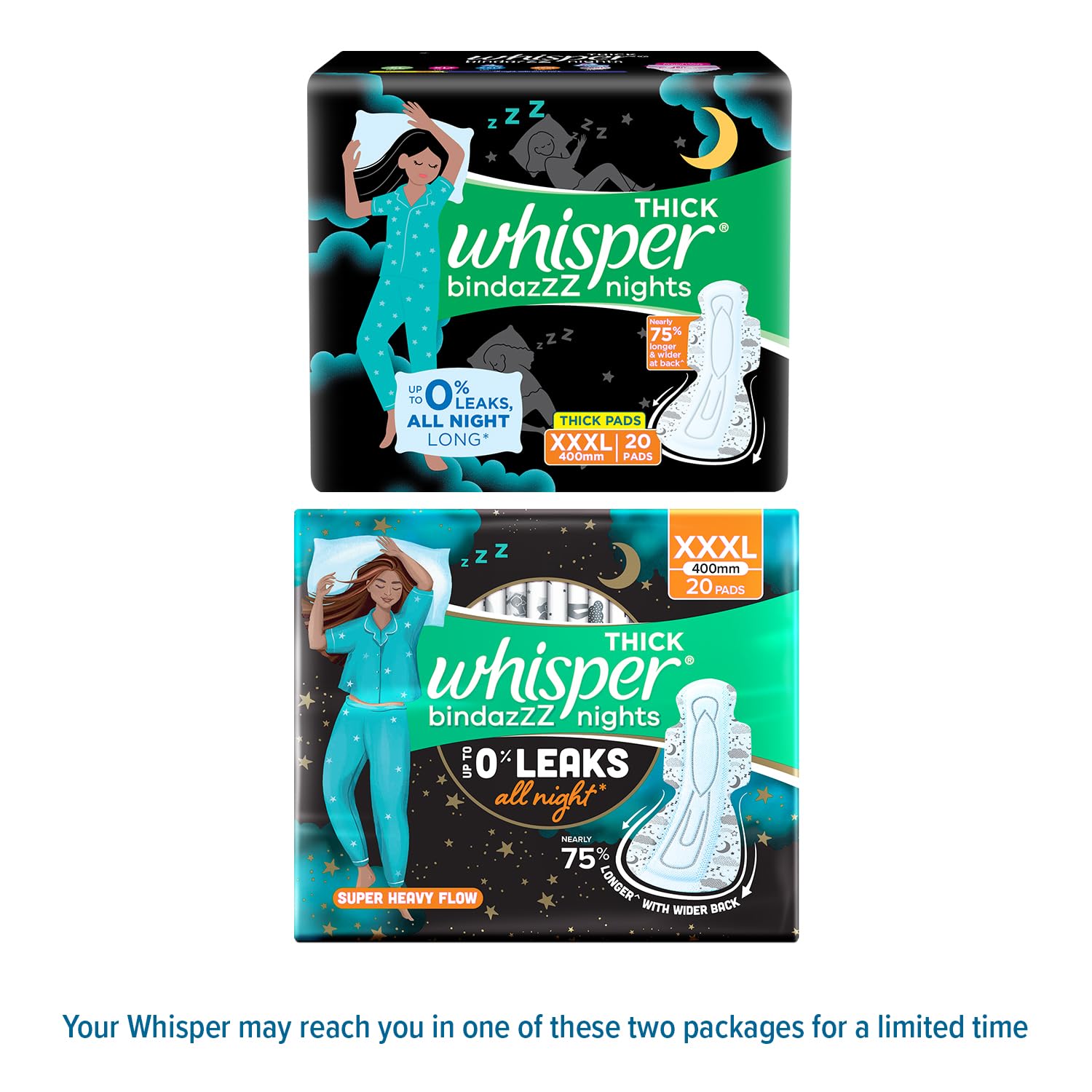 Whisper Bindazzz Nights Pads for Women, XXX-Large, 20 Pads, Unscented – view 5