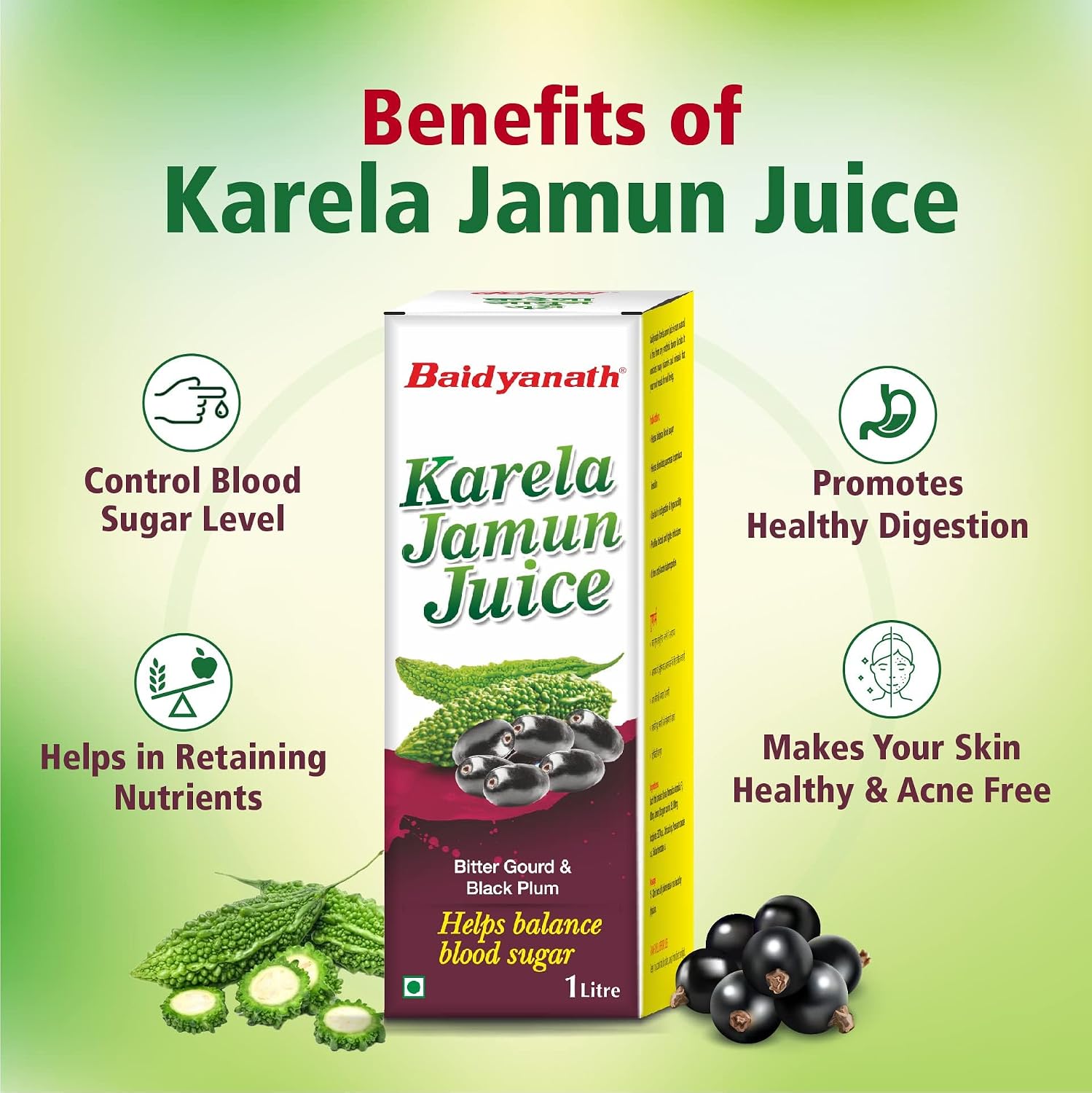 Baidyanath Ayurved Karela Jamun Juice 1L – view 6