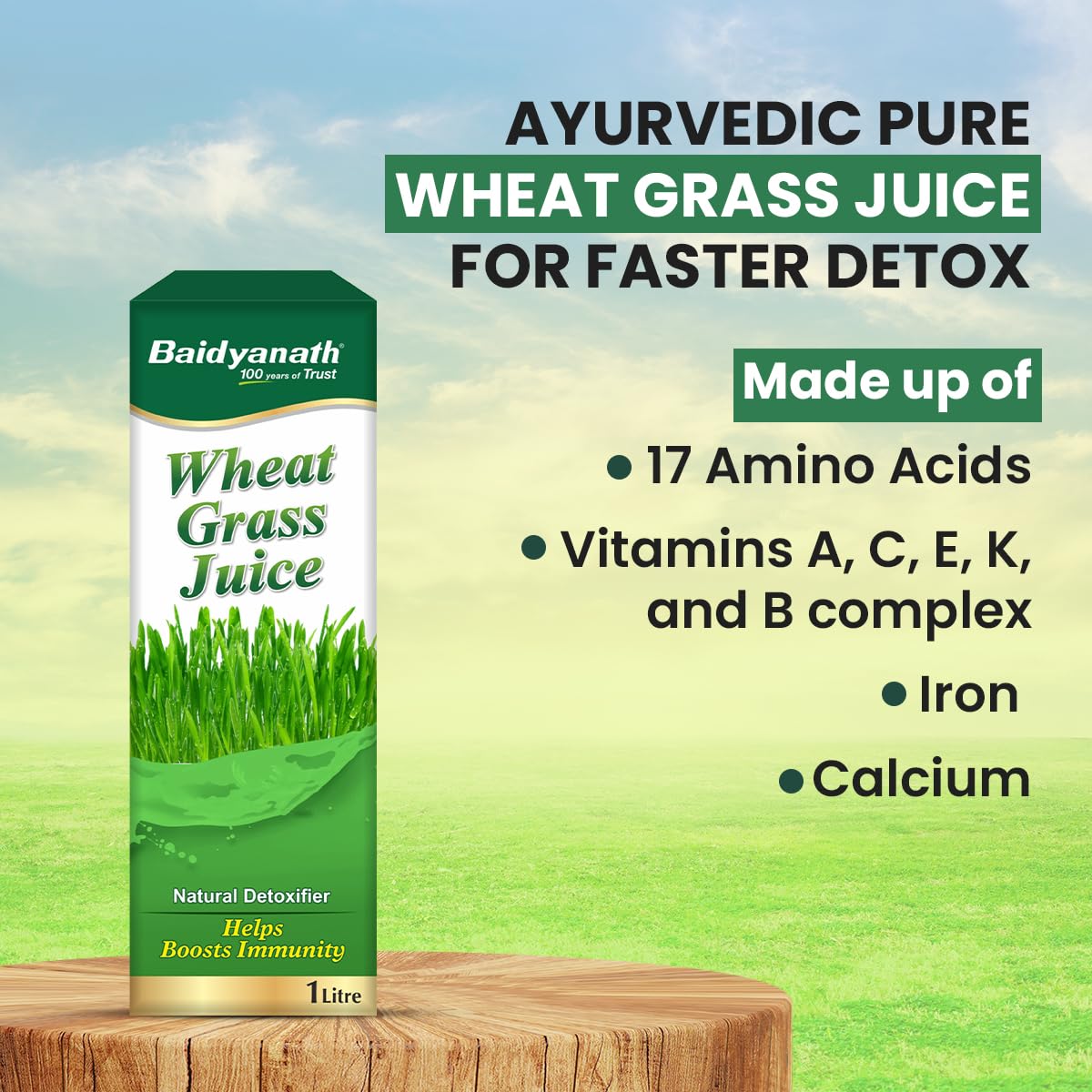 Baidyanath Ayurved Pure Wheatgrass Juice 1L – view 5