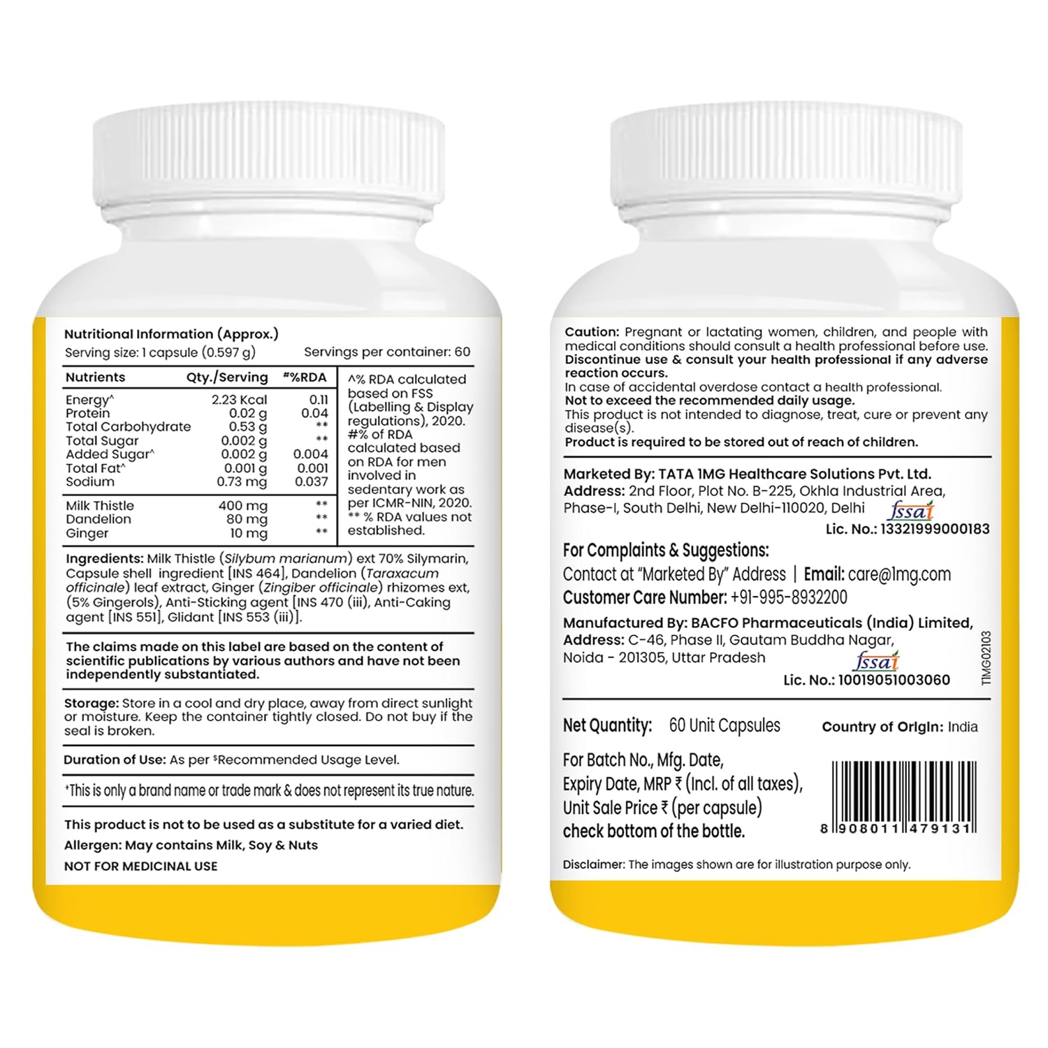 Tata 1mg Milk Thistle Liver Detox Capsules (Veg), 60 Count – view 2