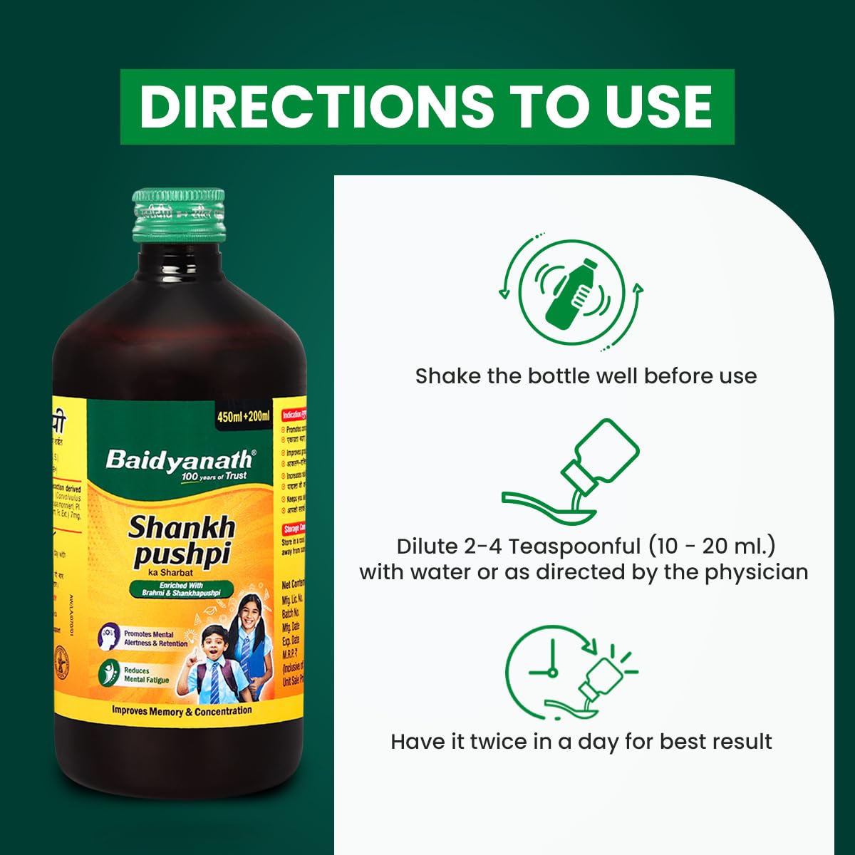 Baidyanath Ayurved Shankhpushpi Sharbat 650 ml – view 7