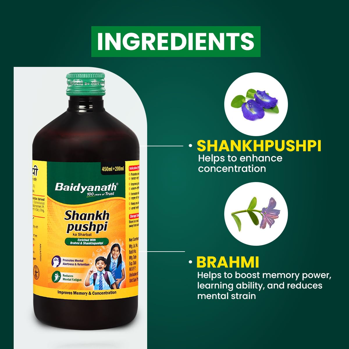 Baidyanath Ayurved Shankhpushpi Sharbat 650 ml – view 6