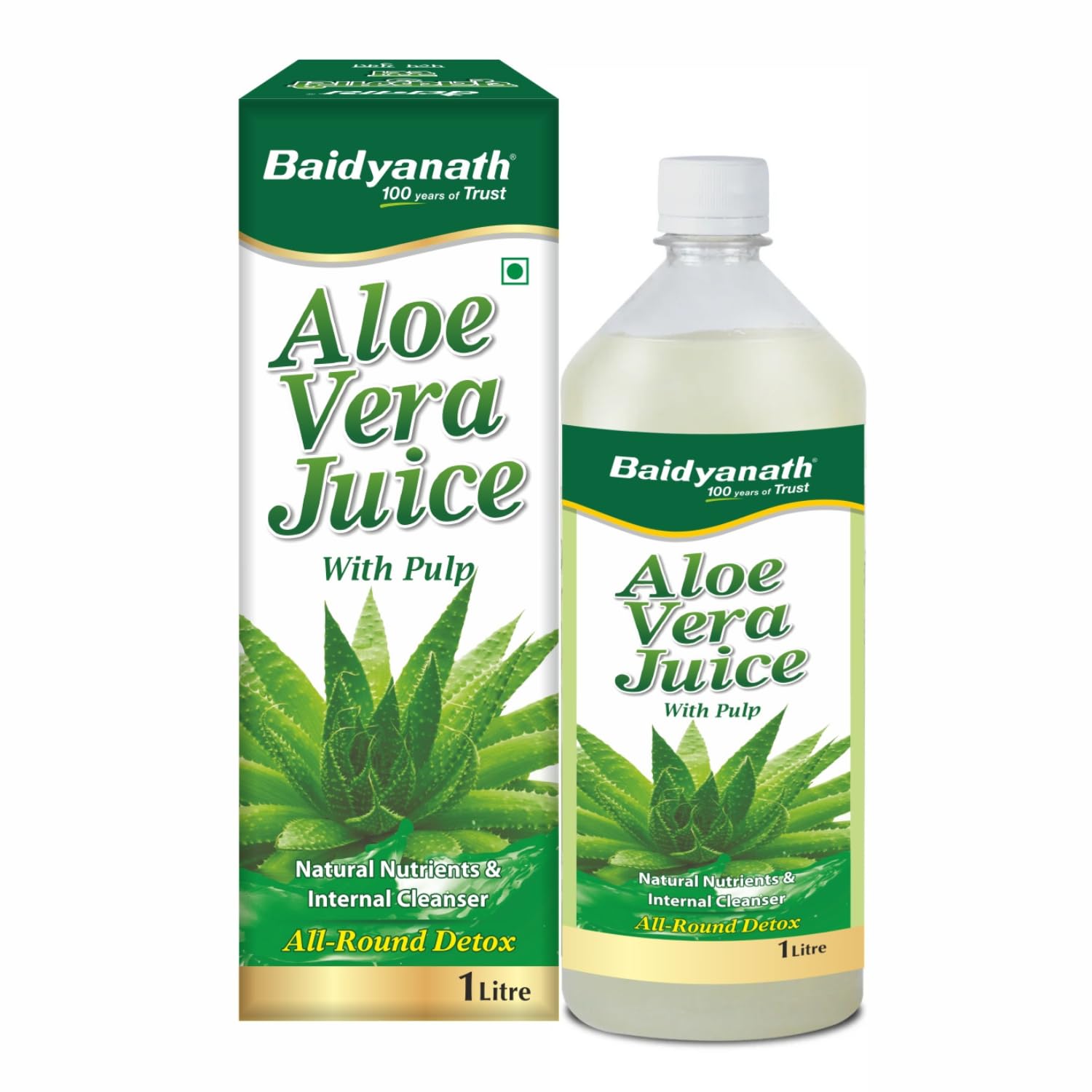 Baidyanath Ayurved Aloe Vera Juice 1L | Pure Organic Aloevera Juice with Natural Enzymes & Antioxidants | Helps in Gut Health, Skin Nourishment & Weight Management | No Added Sugar