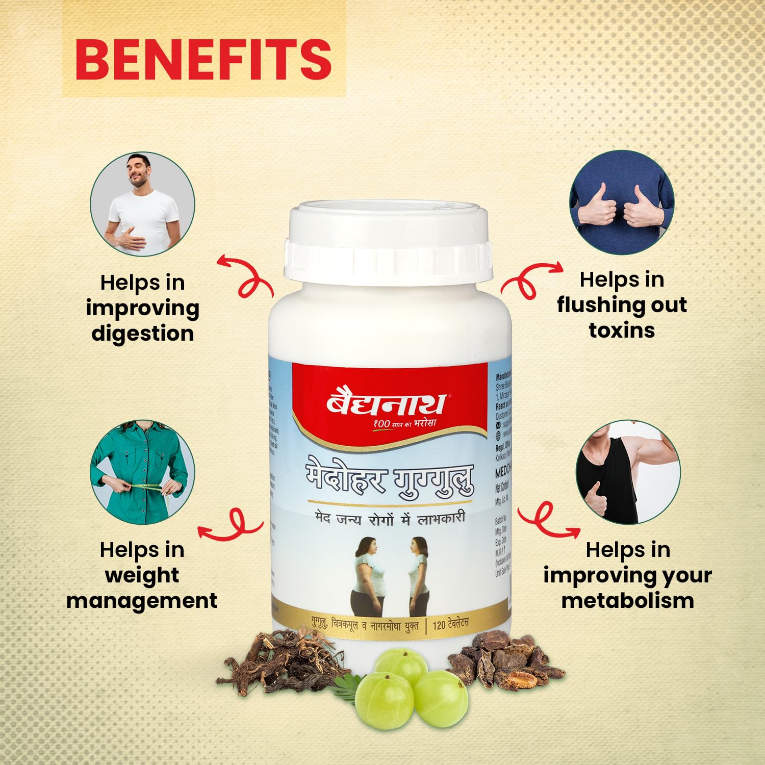 Baidyanath Ayurved Medohar Guggulu Tablets, 120 Tablets – view 4