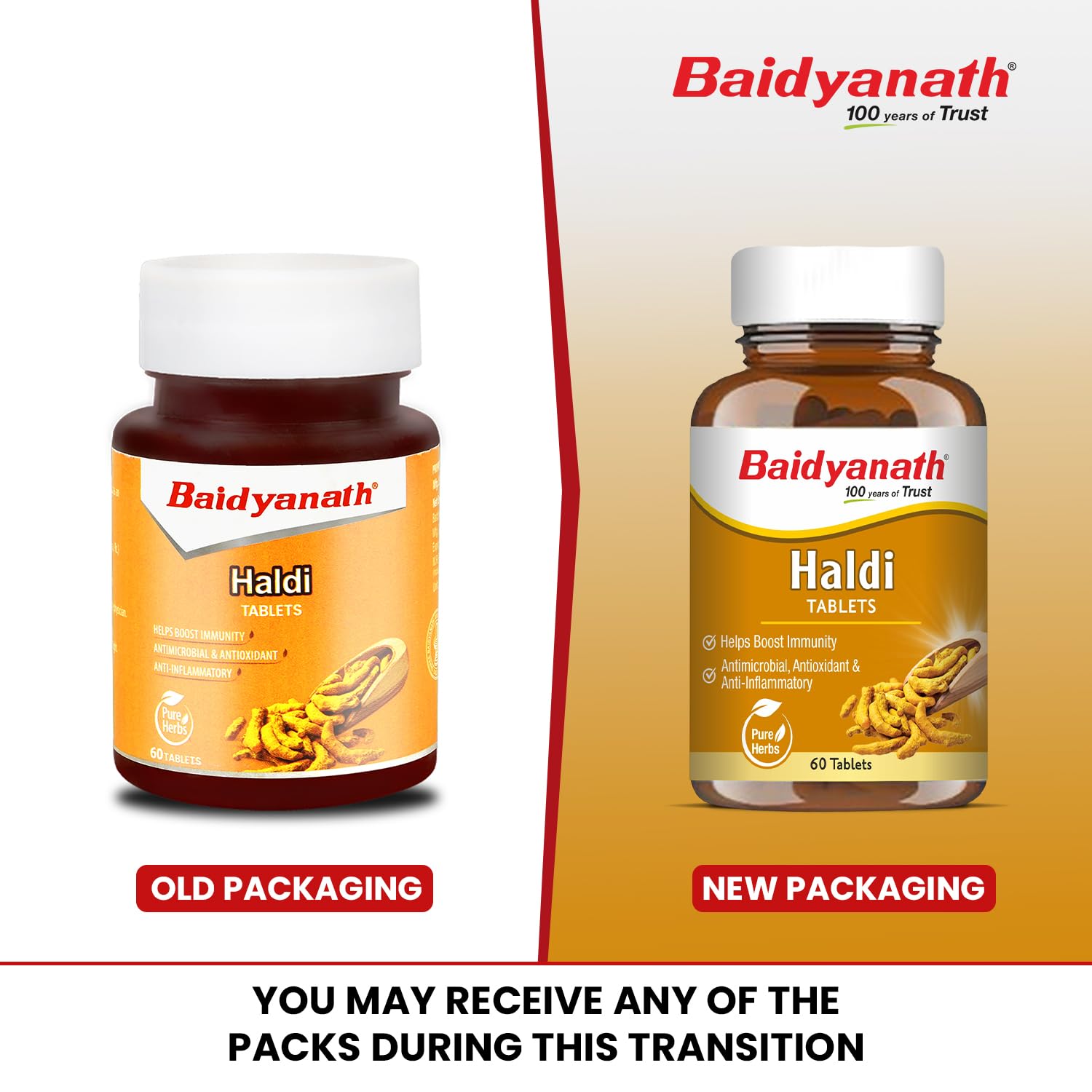 Baidyanath Ayurved Turmeric Tablets with Natural Haldi Extract, 60 Tablets – view 2