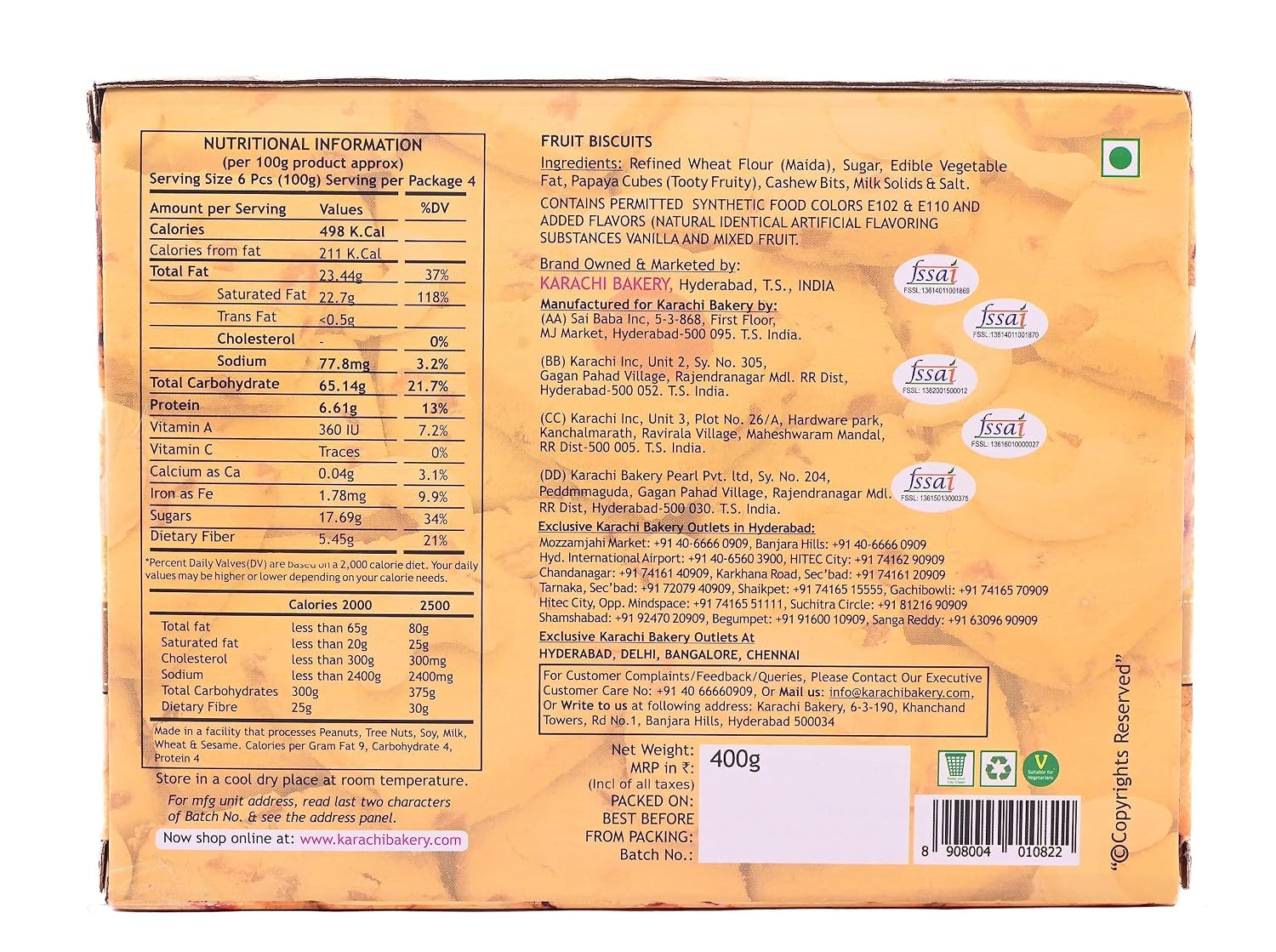 Karachi Bakery Premium Fruit Biscuit 400 g – view 4