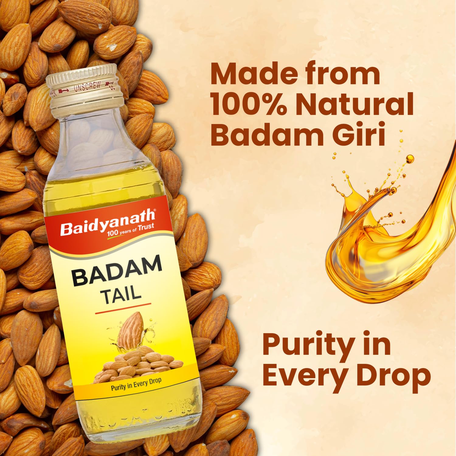 Baidyanath Ayurved Badam Tail 100ml - Sweet Almond Oil – view 4