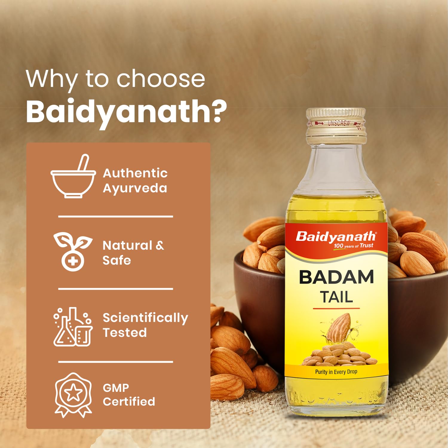 Baidyanath Ayurved Badam Tail 100ml - Sweet Almond Oil – view 6