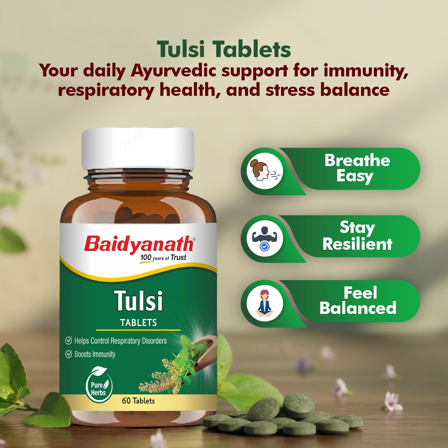 Baidyanath Ayurved Tulsi Tablets, 60 Count – view 3