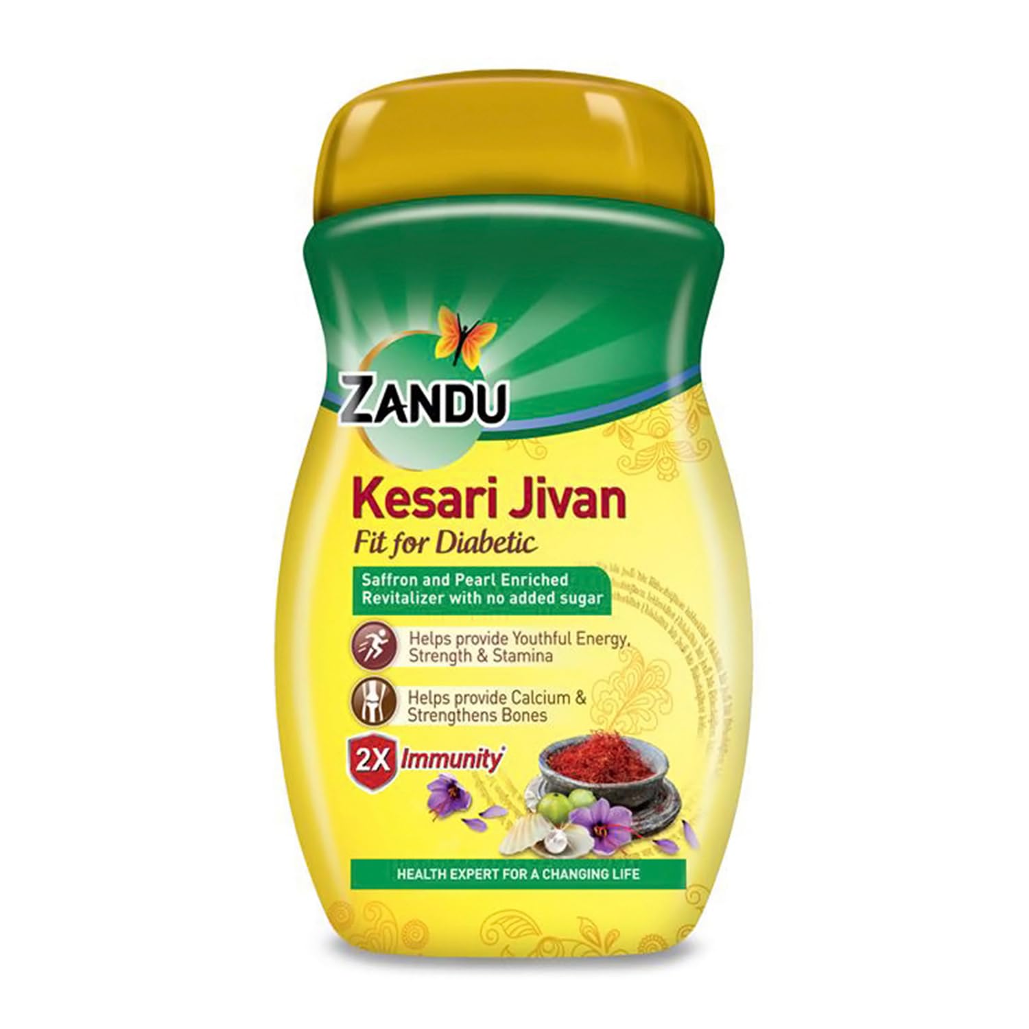 ZANDU KESARI JIVAN Fit for Diabetic, Ayurvedic Immunity Booster for Adults and Elders, Builds Energy, Strength & Stamina, Strengthens Bones, Enriched Revitalizer, Sugarfree, Green, 900 g