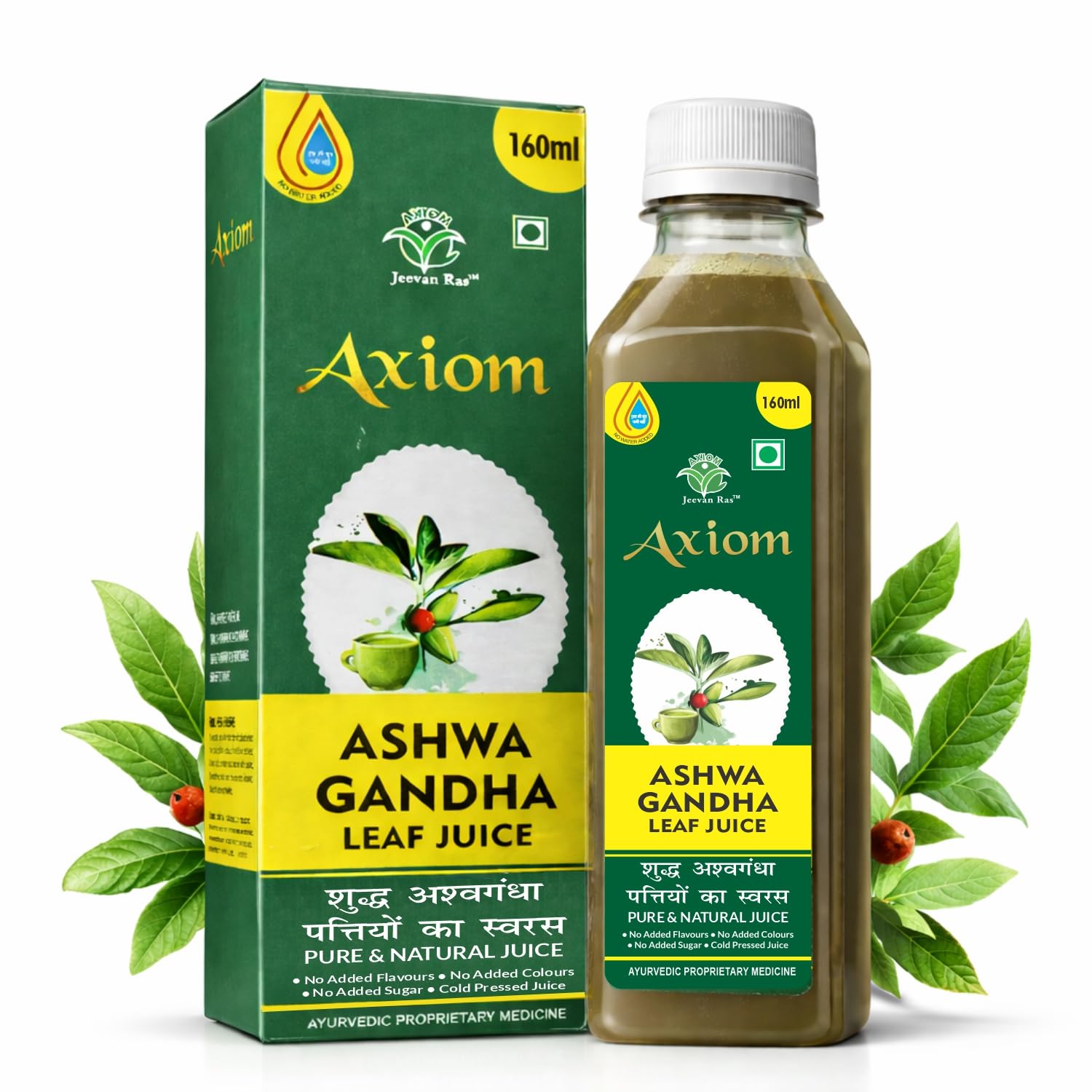 Axiom Ashwagandha Leaf Juice - 160ml | Ashwagandharishta Immunity Booster | Made with Pure Ashwagandha herb | Get Slim Ayurvedic Juice | Helps in Weight Management