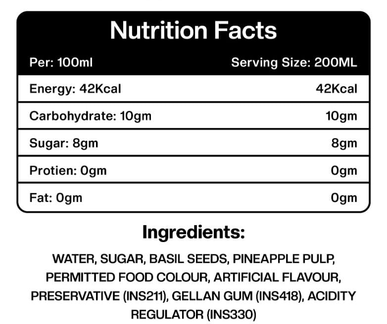 BASILO Pineapple Basil Seed Drink, 200 ml, Pack of 8 – view 2