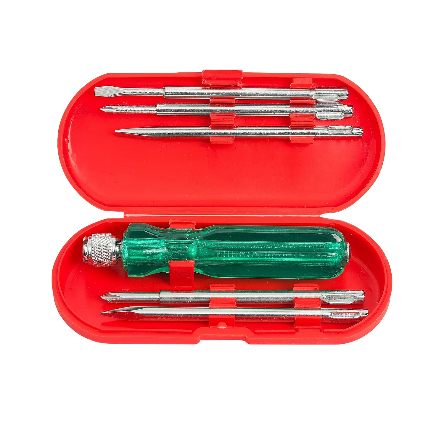 Spartan BS-01 5-in-1 Pc Screw Driver Kit With 2 Flat Blades, 2 Phillips Head, 1 Round Poker Bar For Home Use/For Multipurpose Application (S-6, Green)