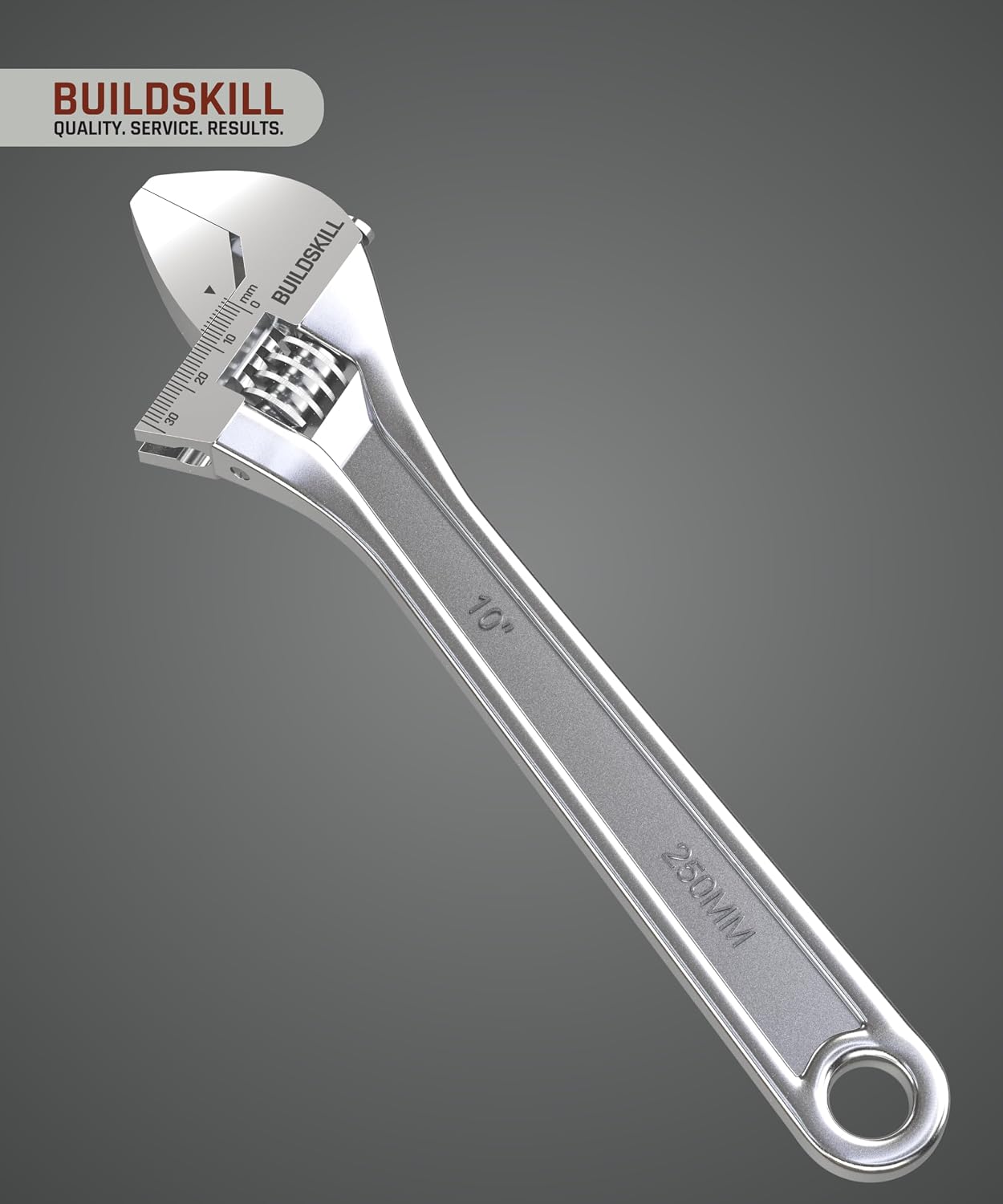 BUILDSKILL 10" (250 mm) Adjustable Wrench - Chrome Vanadium Steel – view 2