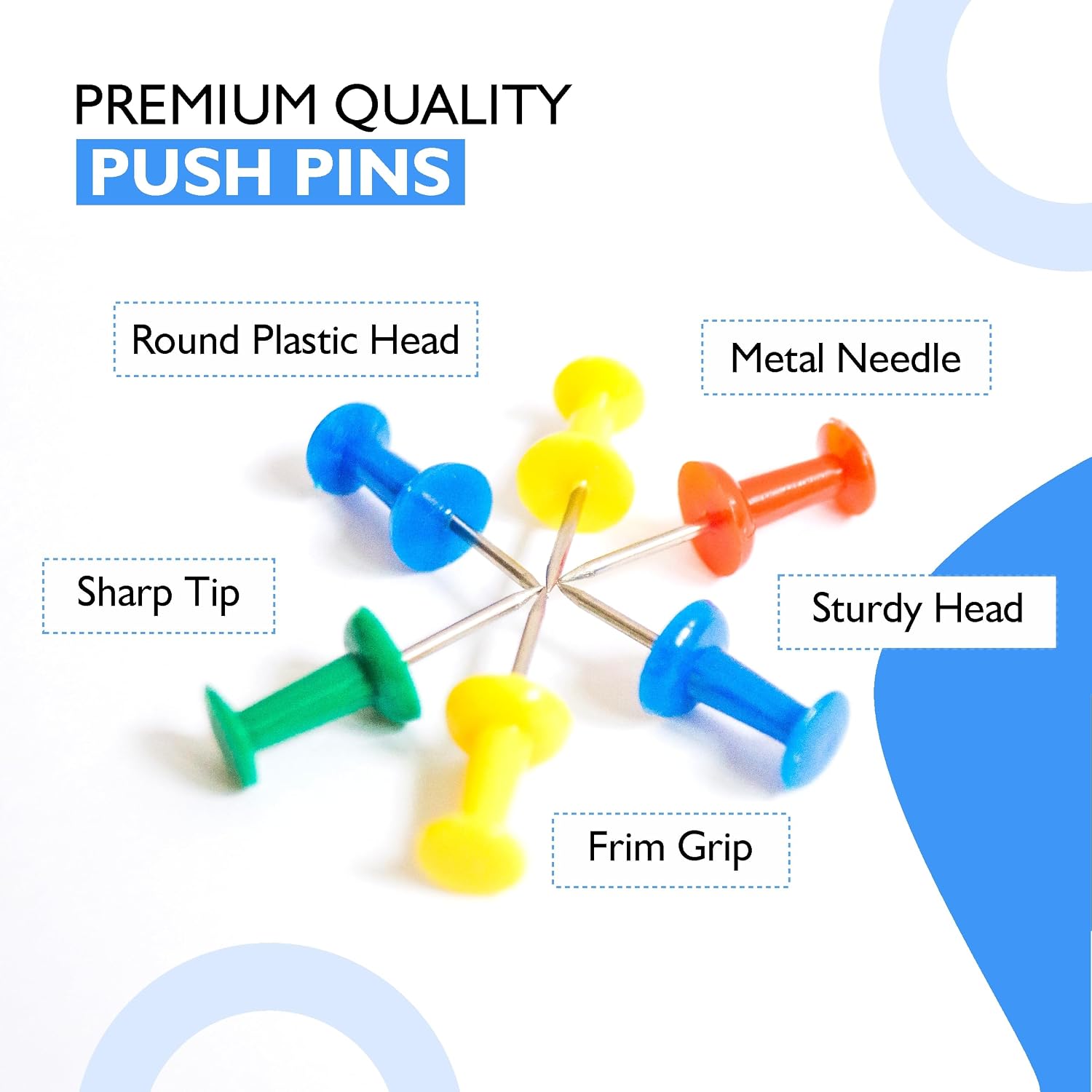 YAJNAS Transparent Multicolor Push Pins for Notice Boards, Pack of 100 – view 2