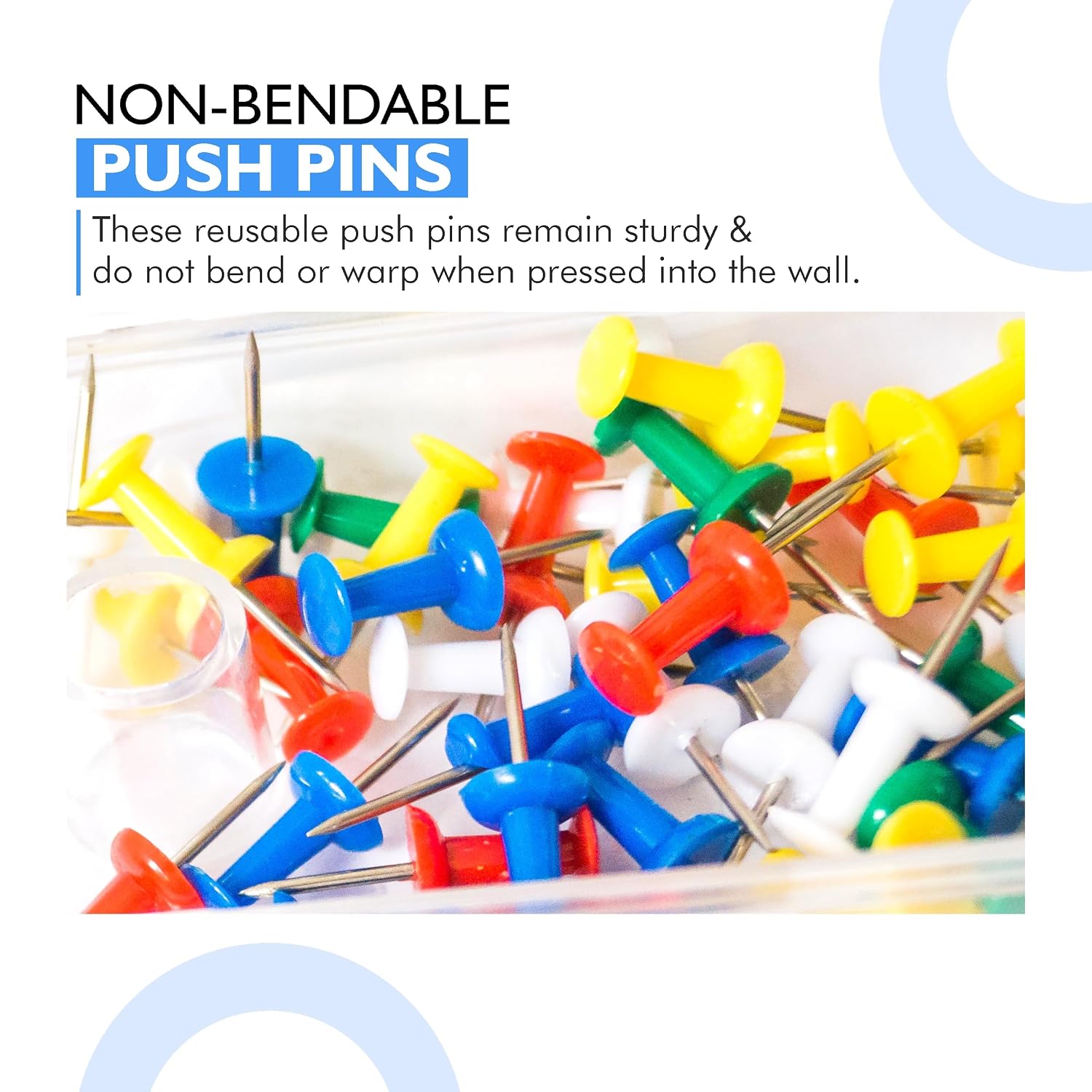 YAJNAS Transparent Multicolor Push Pins for Notice Boards, Pack of 100 – view 4