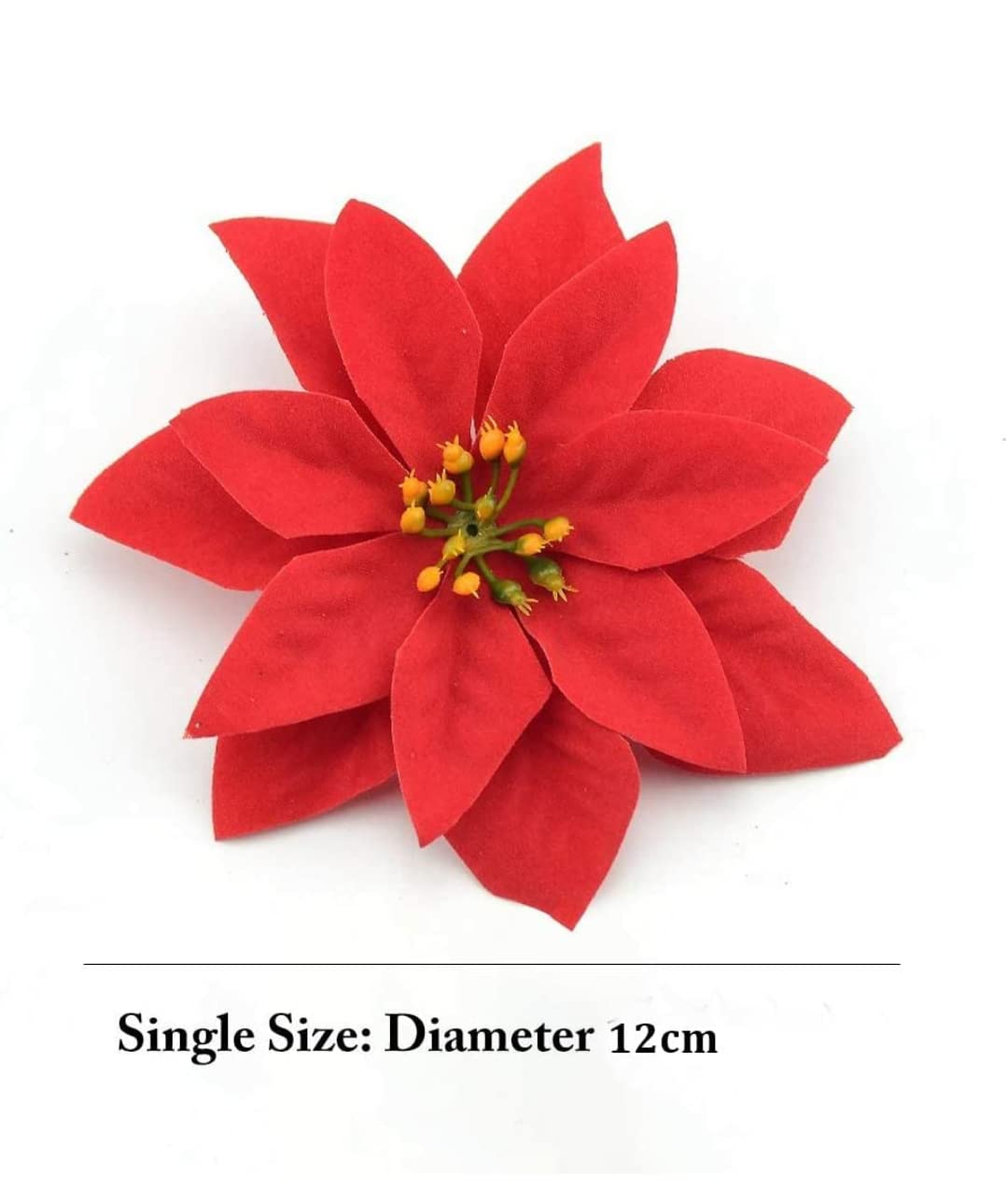 VRB Dec 12 Pcs Christmas Poinsettia Artificial Flowers, Red – view 2