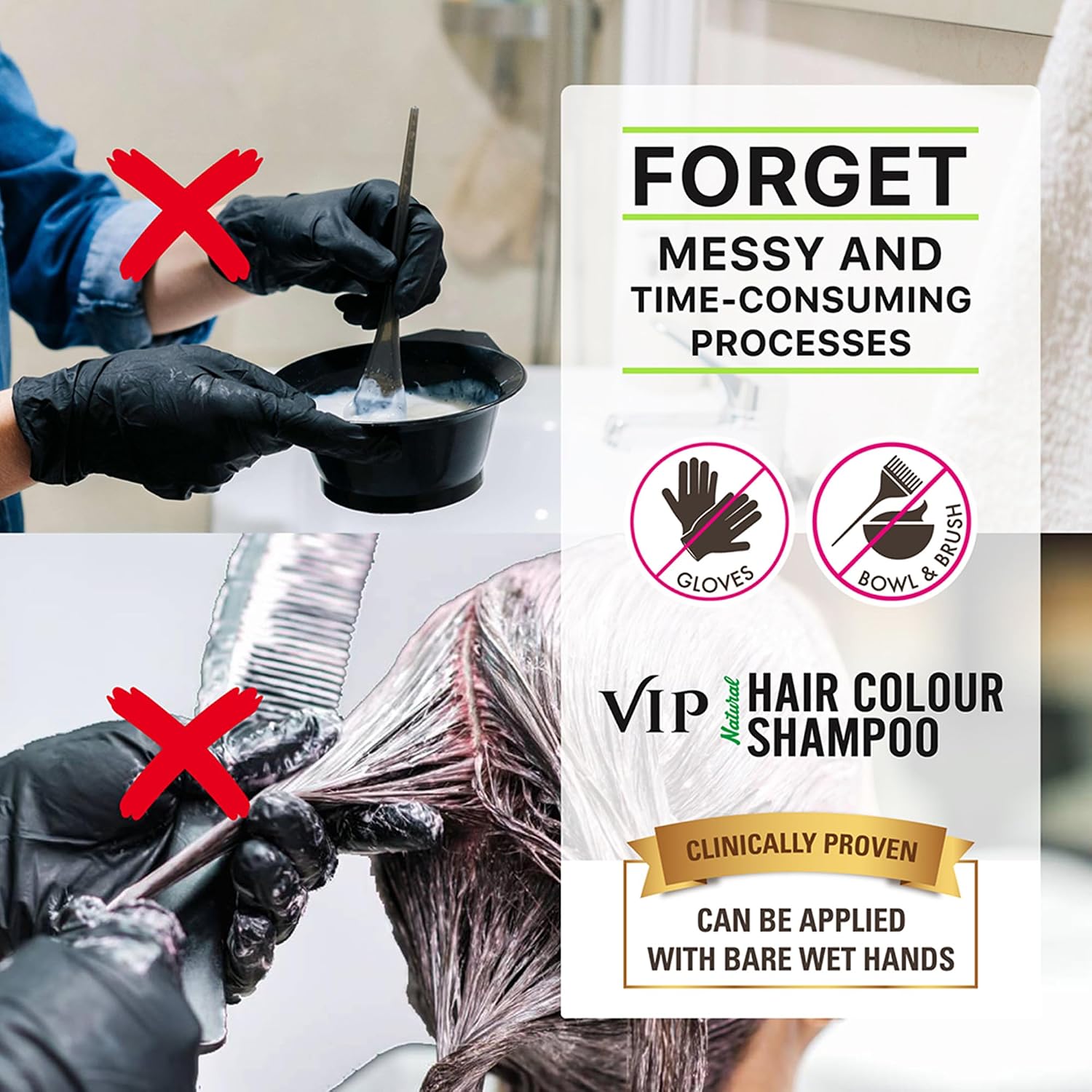 VIP Hair Colour Shampoo Semi-Permanent Dark Brown Sachets, 10 ml Pack of 10 – view 8