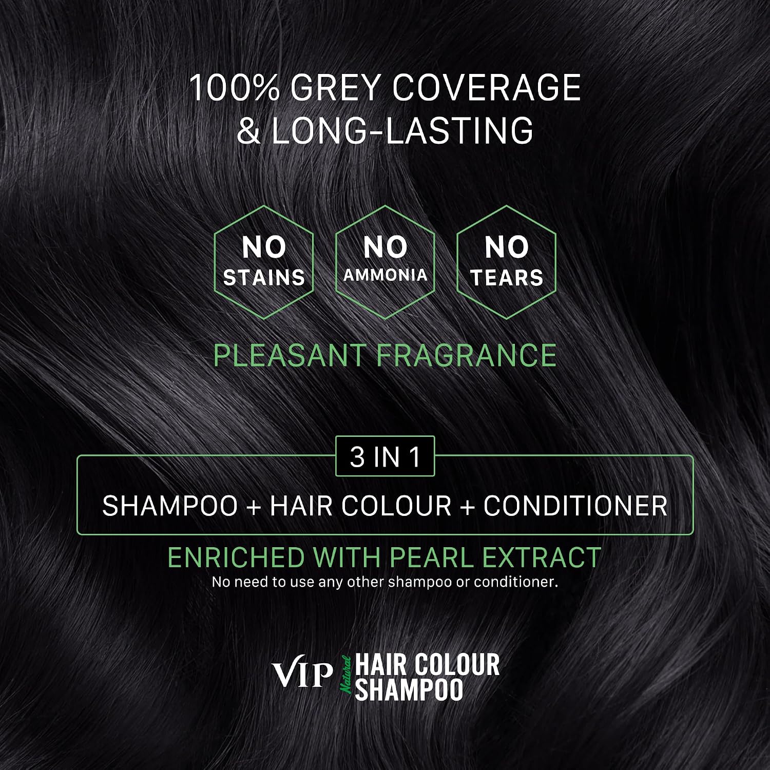 VIP Hair Color Shampoo 20 ml Sachets (Pack of 7), Natural Black – view 4