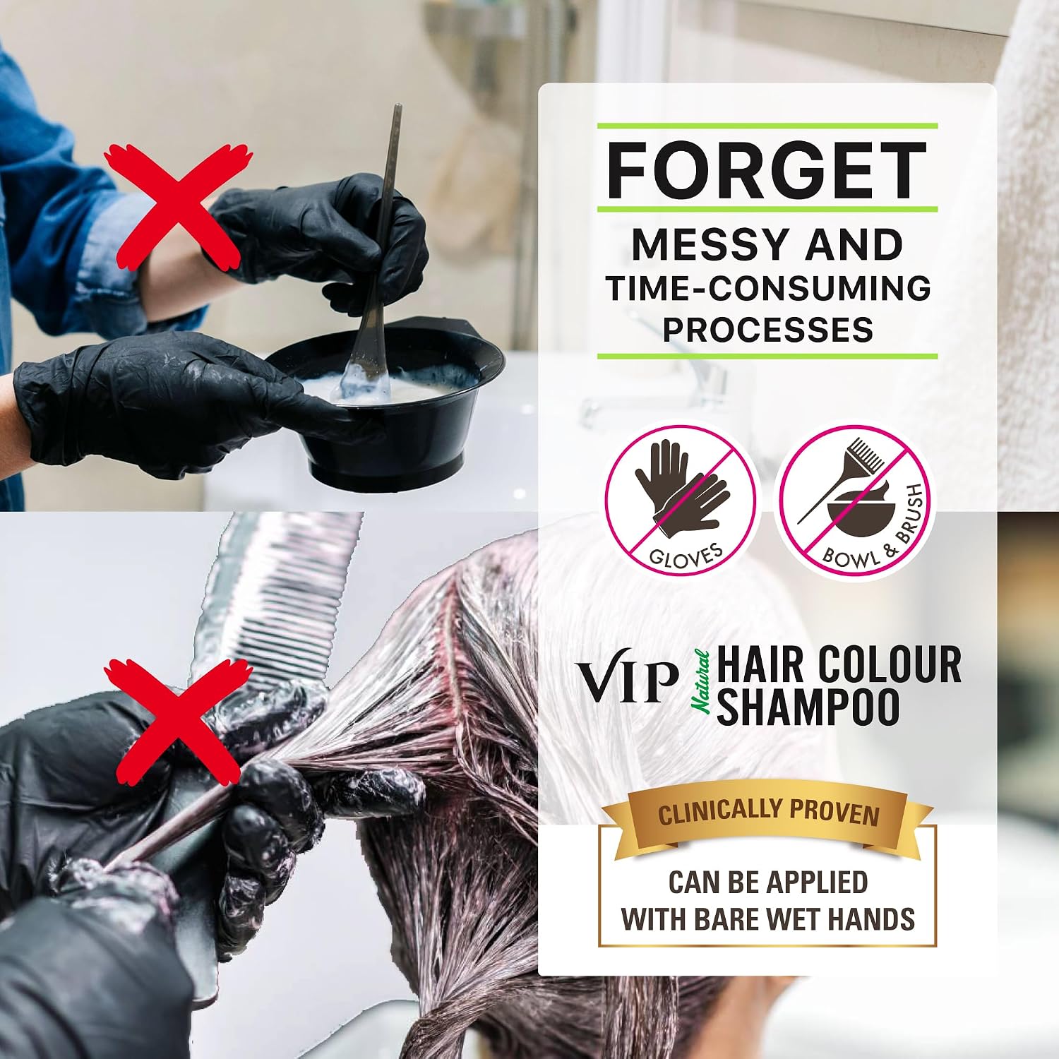 VIP Hair Color Shampoo 20 ml Sachets (Pack of 7), Natural Black – view 3