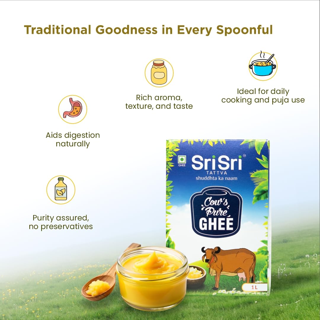 Sri Sri Tattva Cow's Pure Ghee 1 Litre, Pack of 3 – view 6
