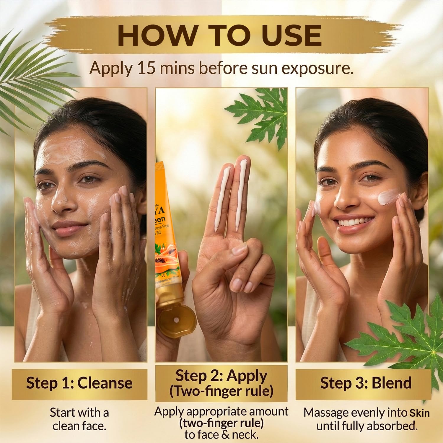 NutriGlow Naturals Papaya Sunscreen SPF 50 PA+++ 100g – view 7