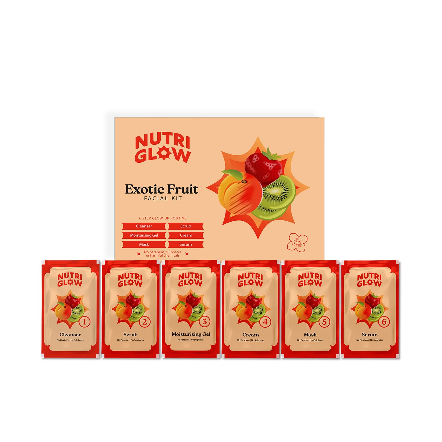 NutriGlow Natural’s Exotic Fruit Facial Kit with Honey, Vitamin E for Radiant Glow, 60g