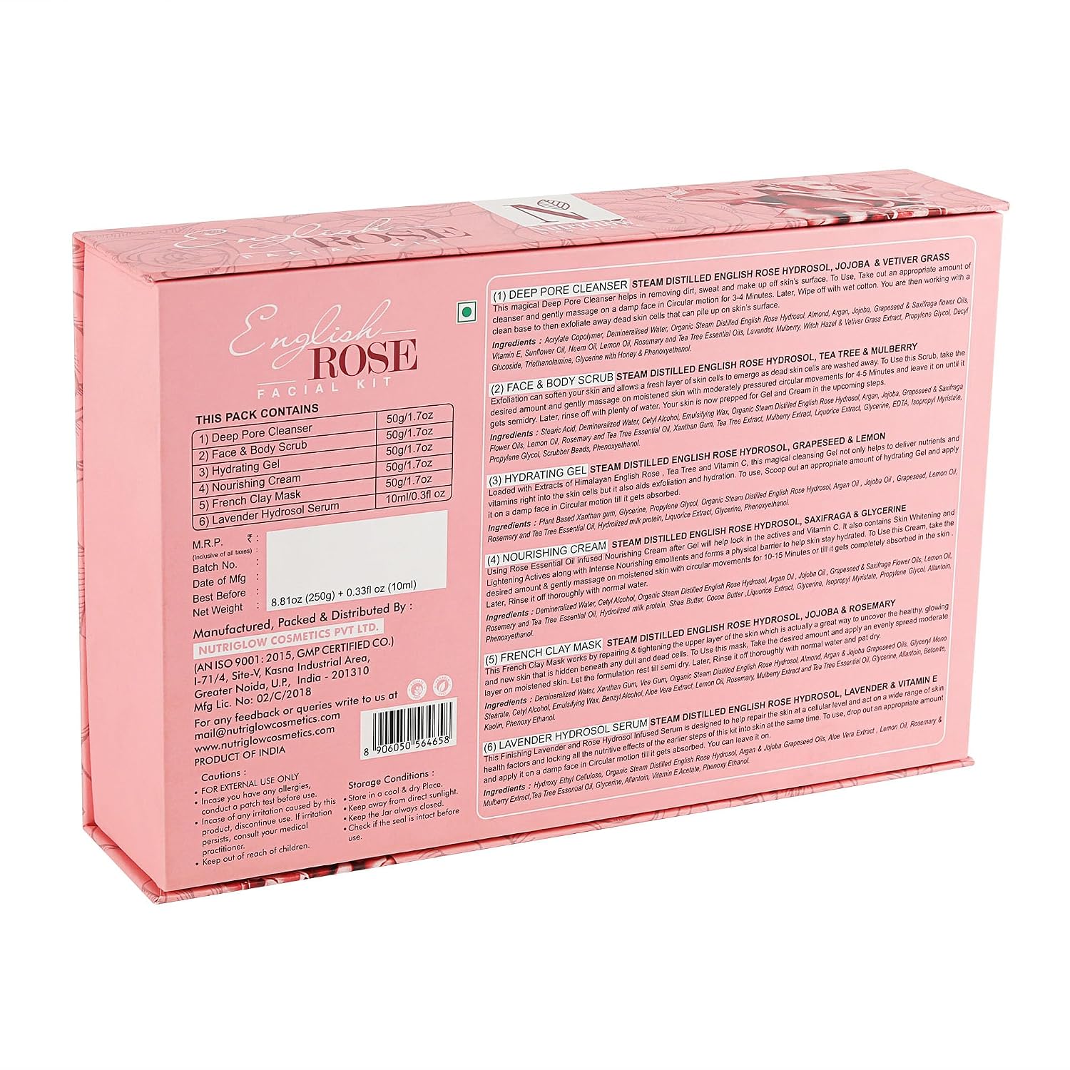 NutriGlow Natural's English Rose Facial Kit with Rose Extracts (250g + 10ml) – view 2