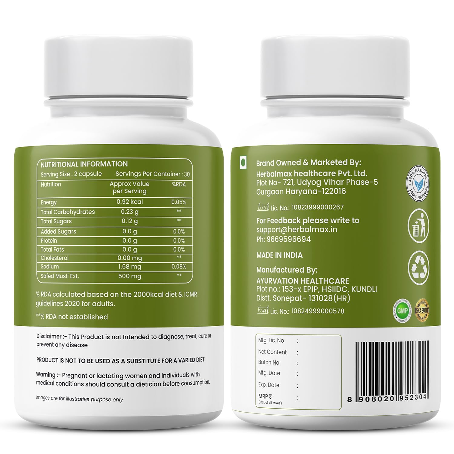 Herbal max Safed Musli Capsules - 120 Count – view 8